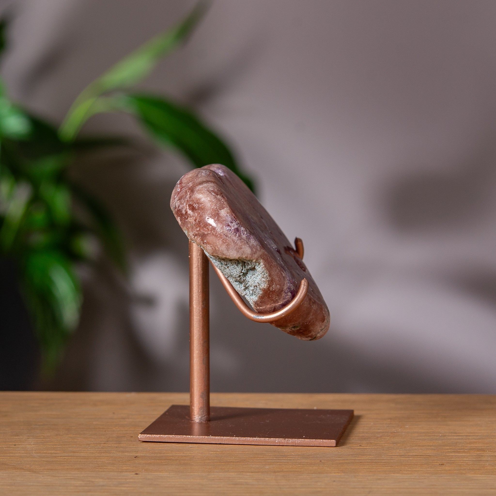 Colorful Pink Amethyst heart on stand
