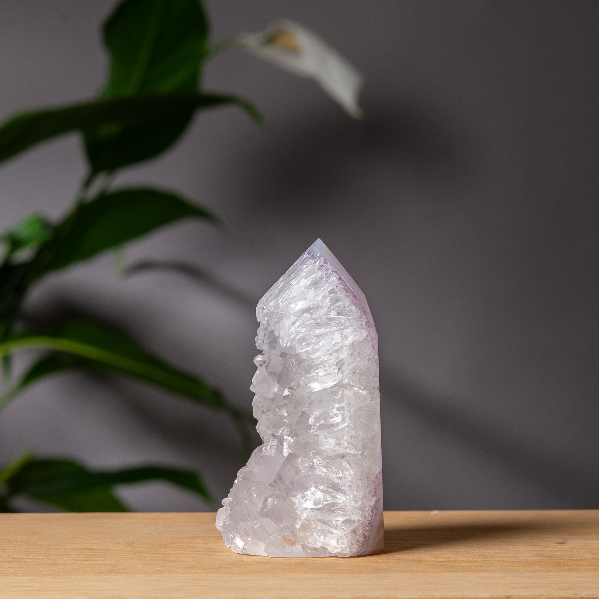 White Quartz Agate Druzy Tower