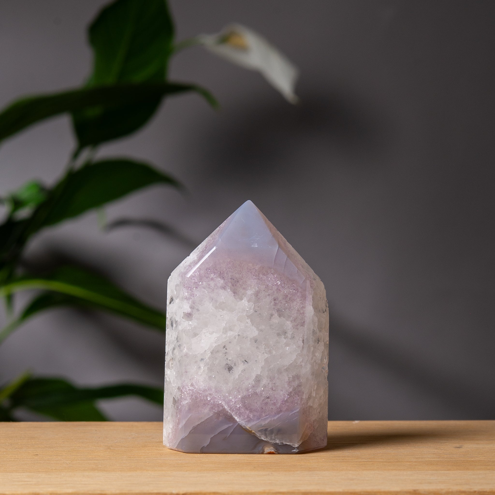 White Quartz Agate Druzy Tower
