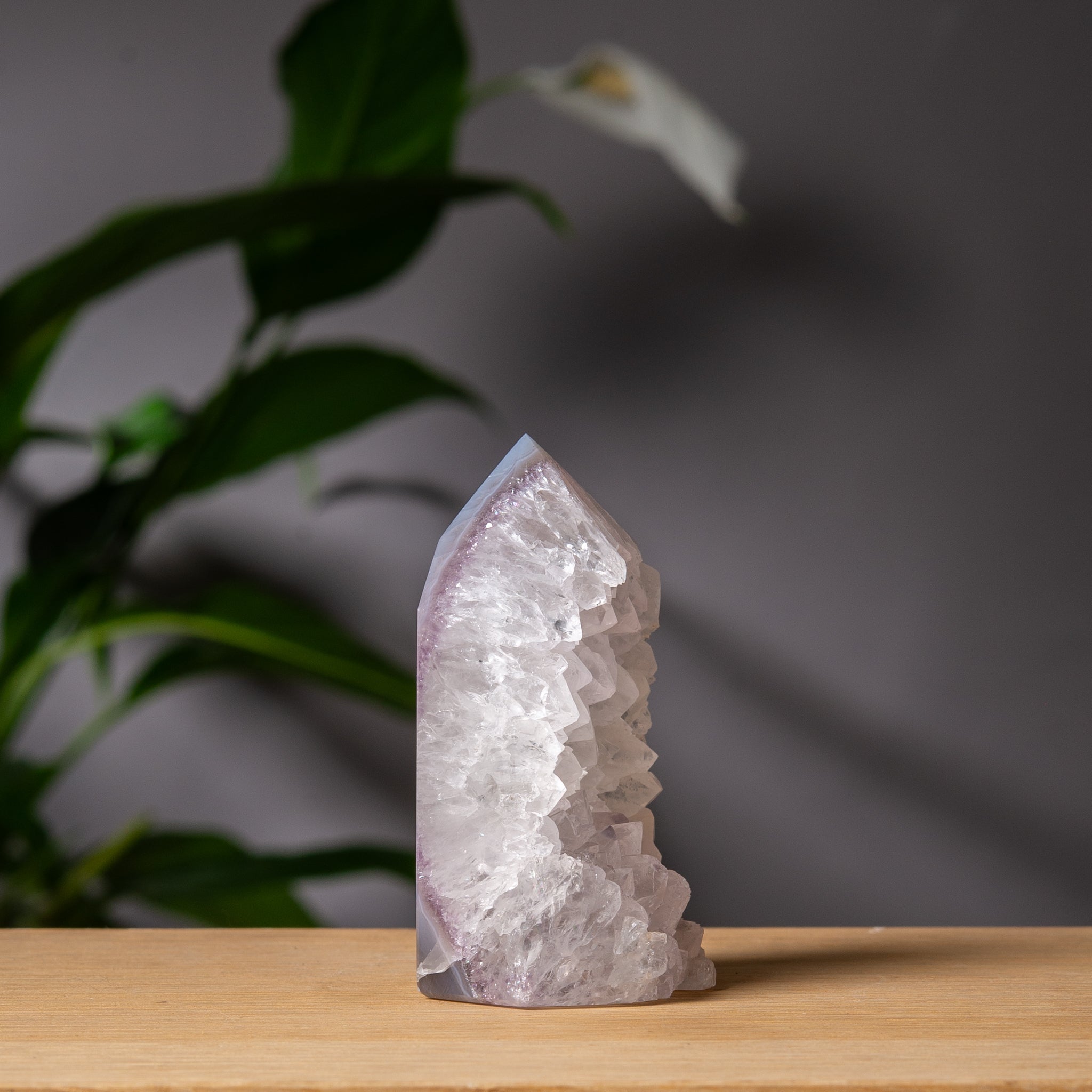 White Quartz Agate Druzy Tower