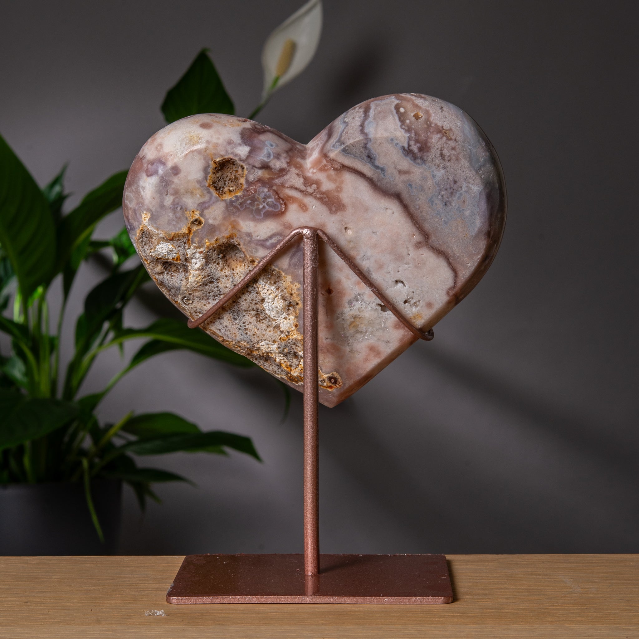 Large Pastel Pink Amethyst Heart on Stand