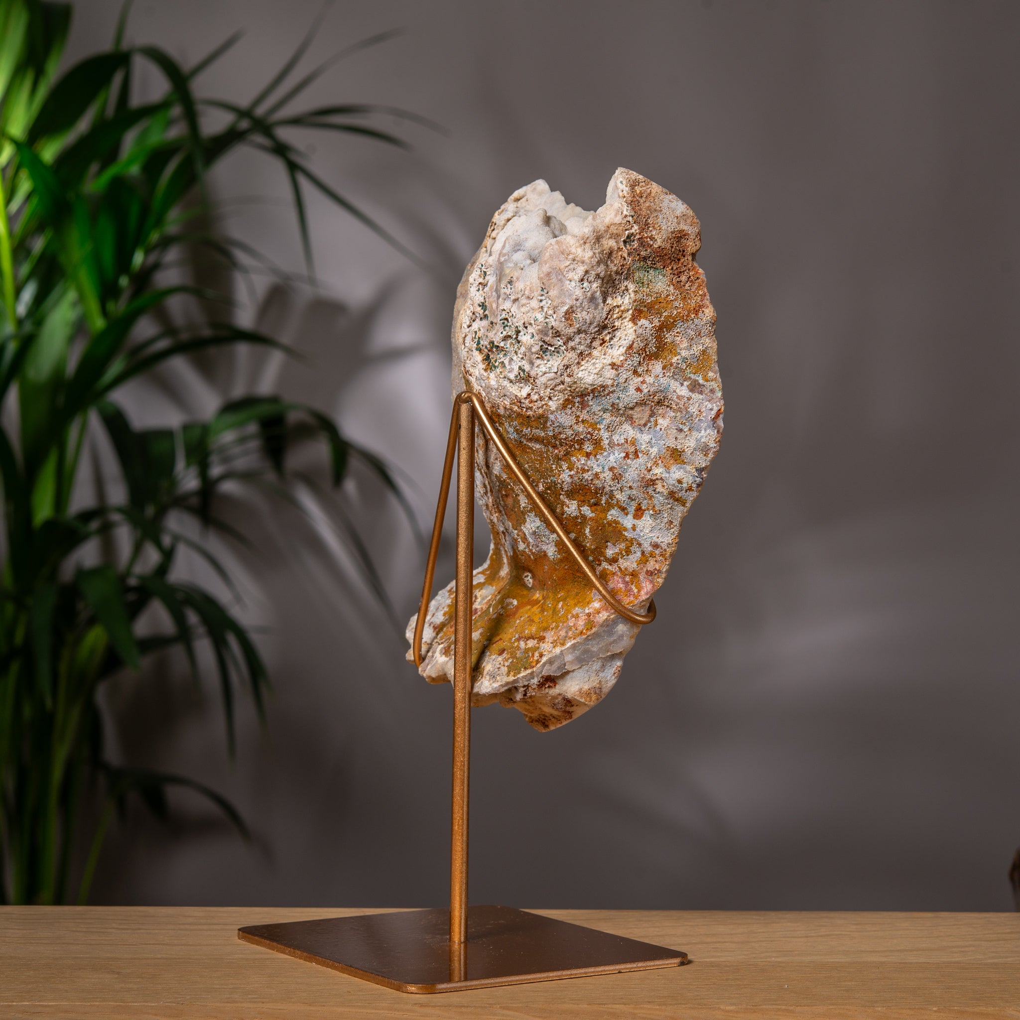 Premium Grey Pink Amethyst Slab on stand