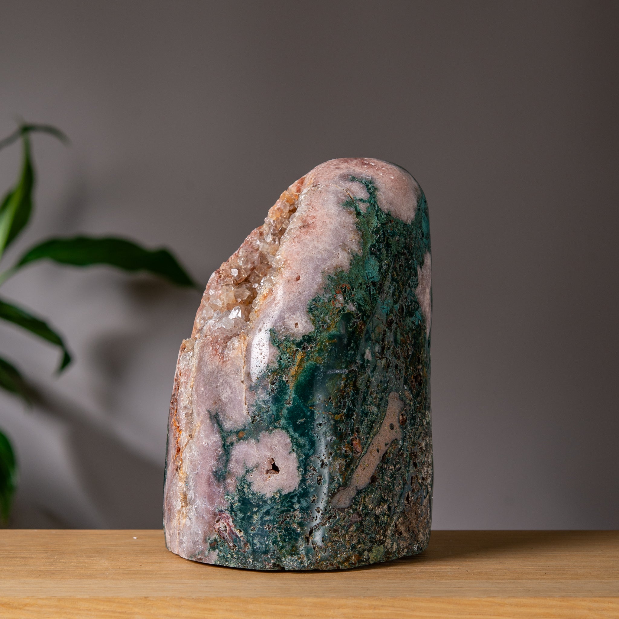 Large Apricot and Emerald-green Pink Amethyst