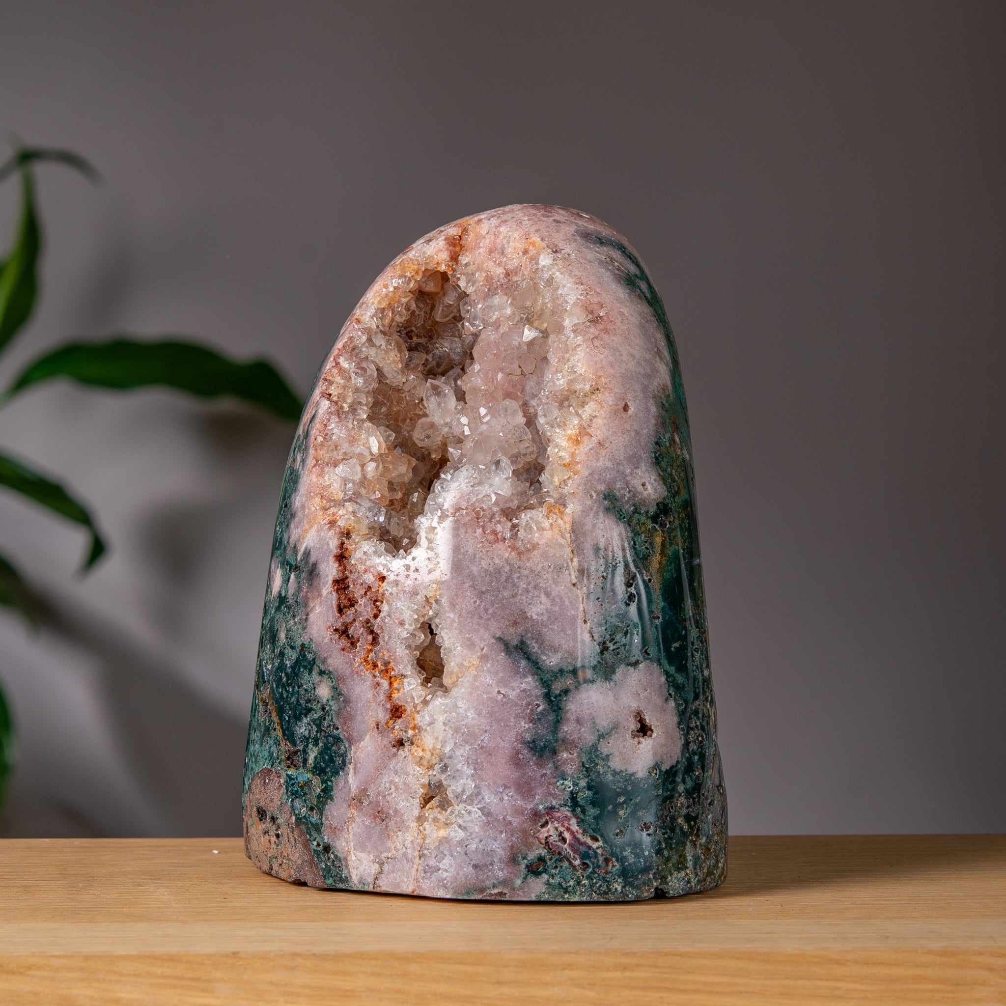 Large Apricot and Emerald-green Pink Amethyst