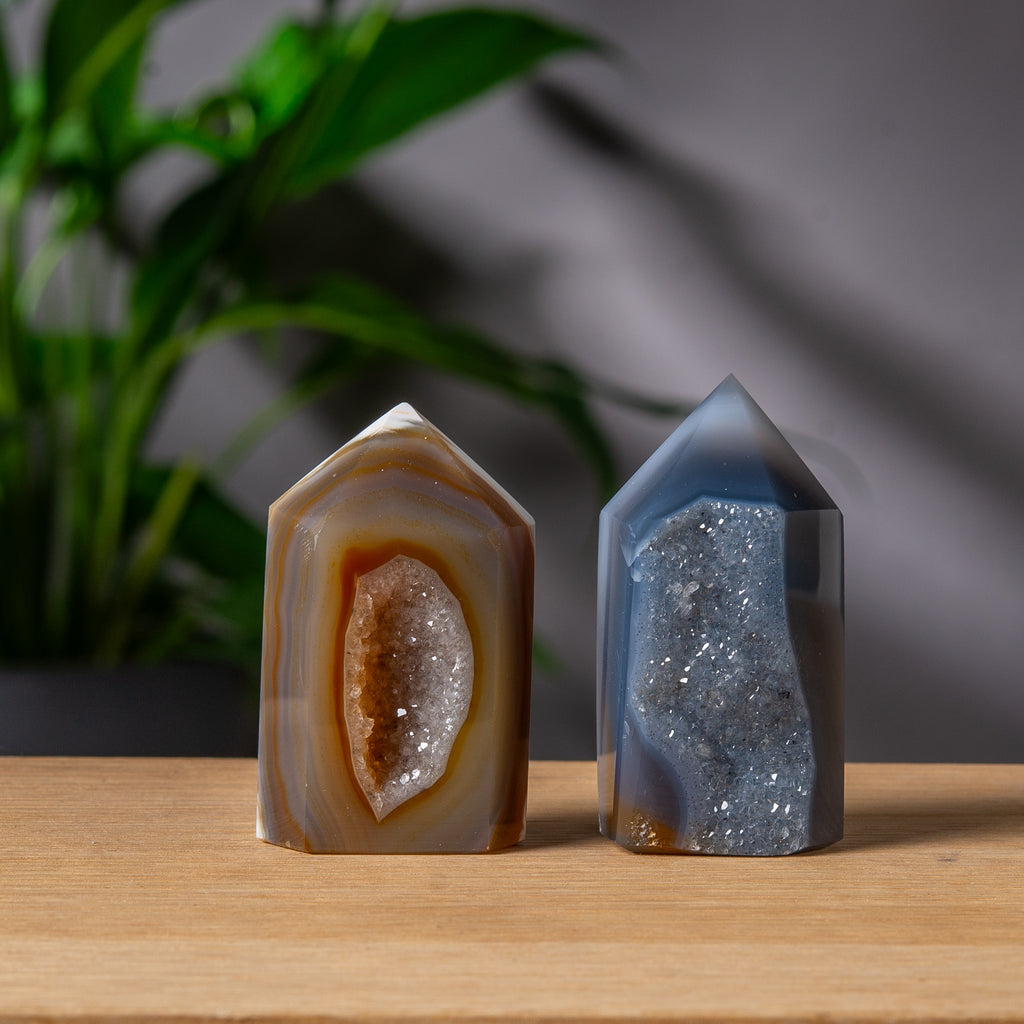 Duo av Agat Druzy Torn