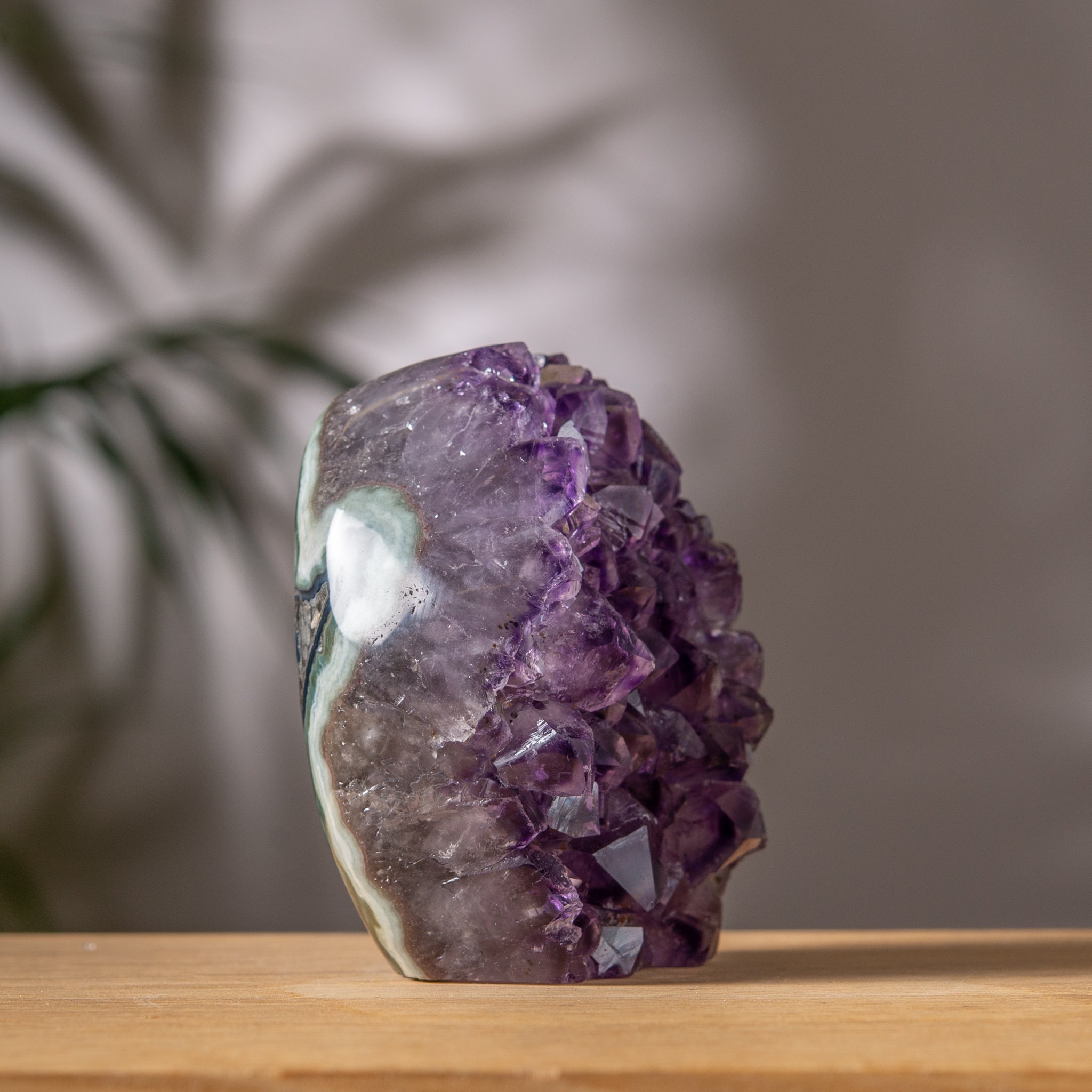 Amethyst Cluster – Rich Purple Crystal & Green Agate Back – Uruguay
