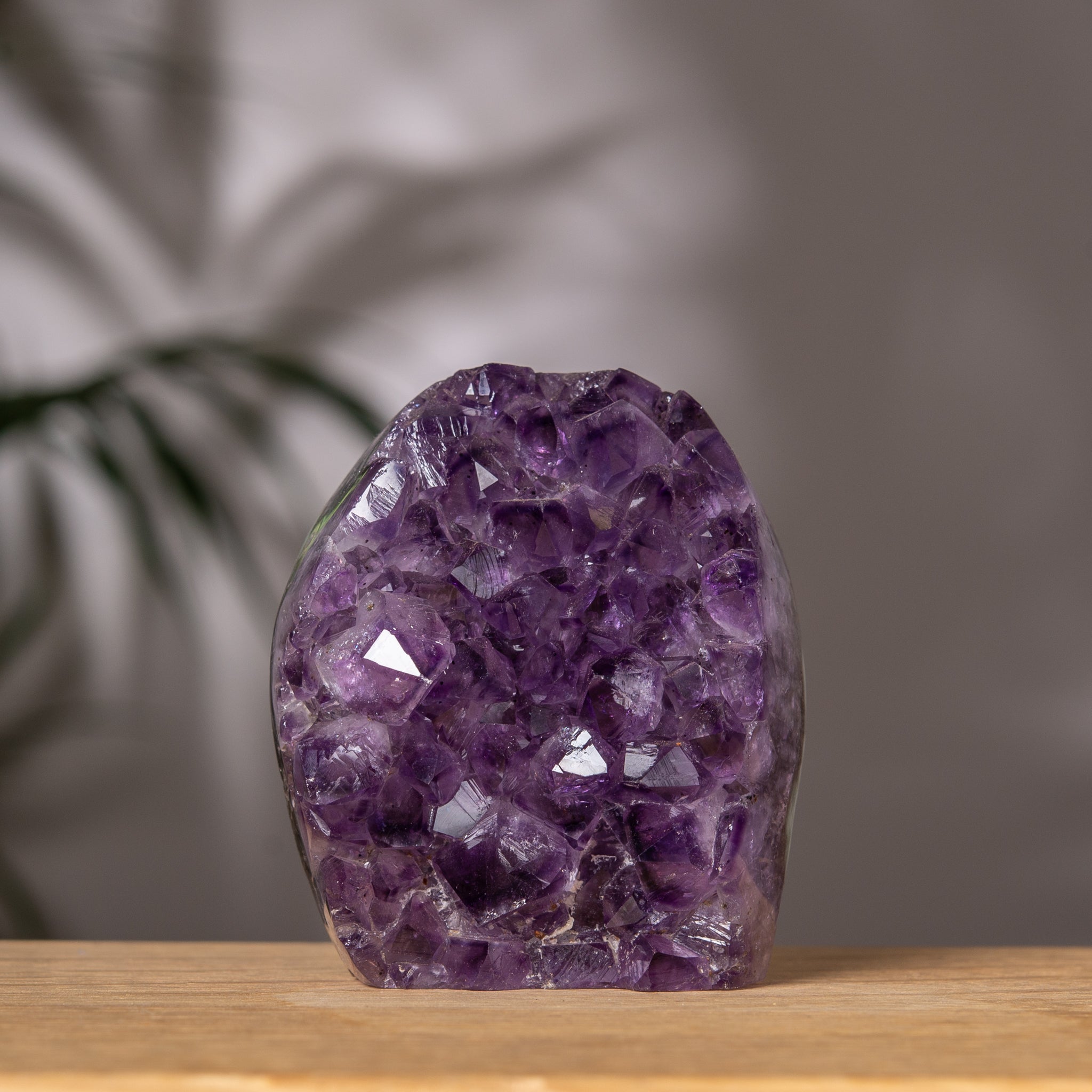 Amethyst Cluster – Rich Purple Crystal & Green Agate Back – Uruguay