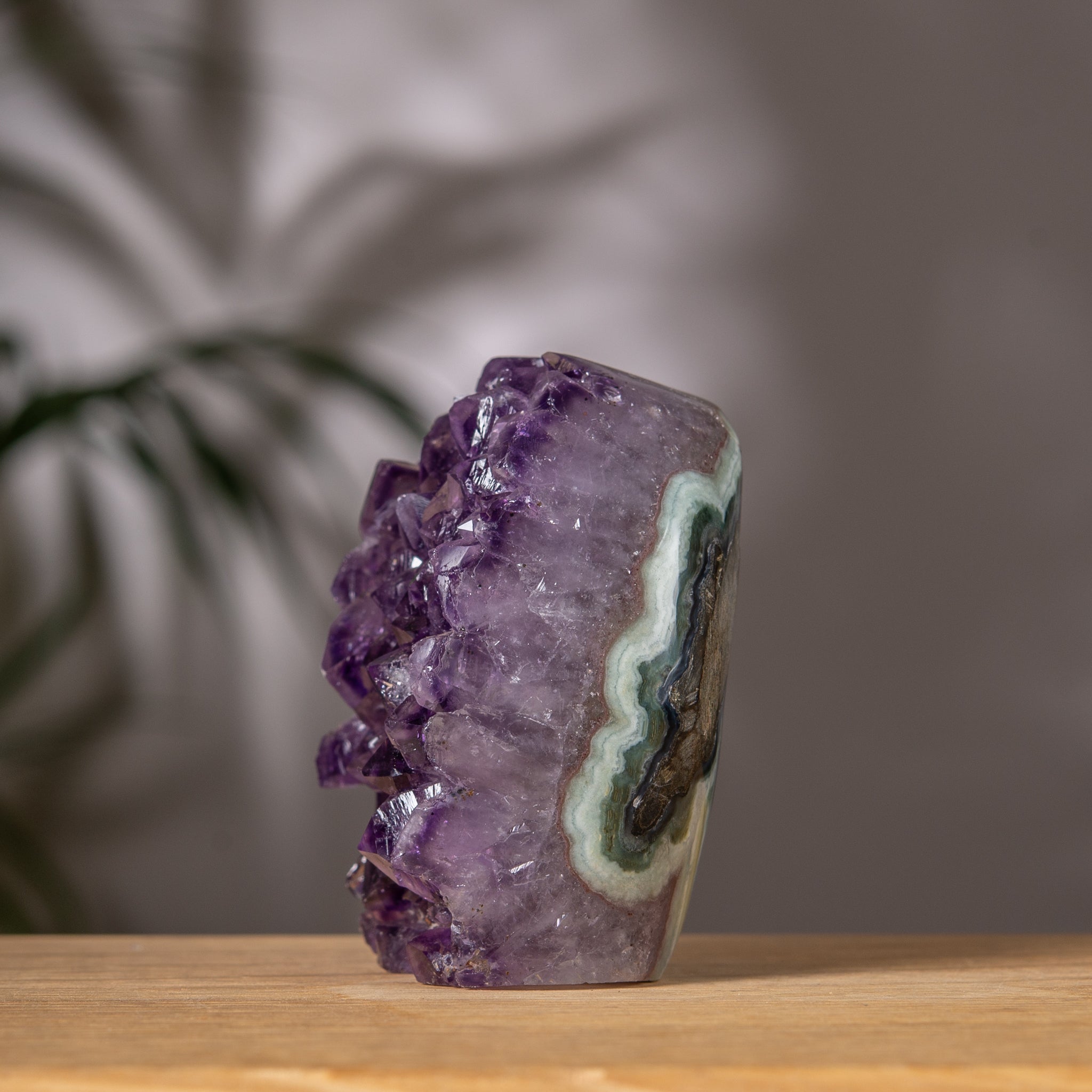 Amethyst Cluster – Rich Purple Crystal & Green Agate Back – Uruguay