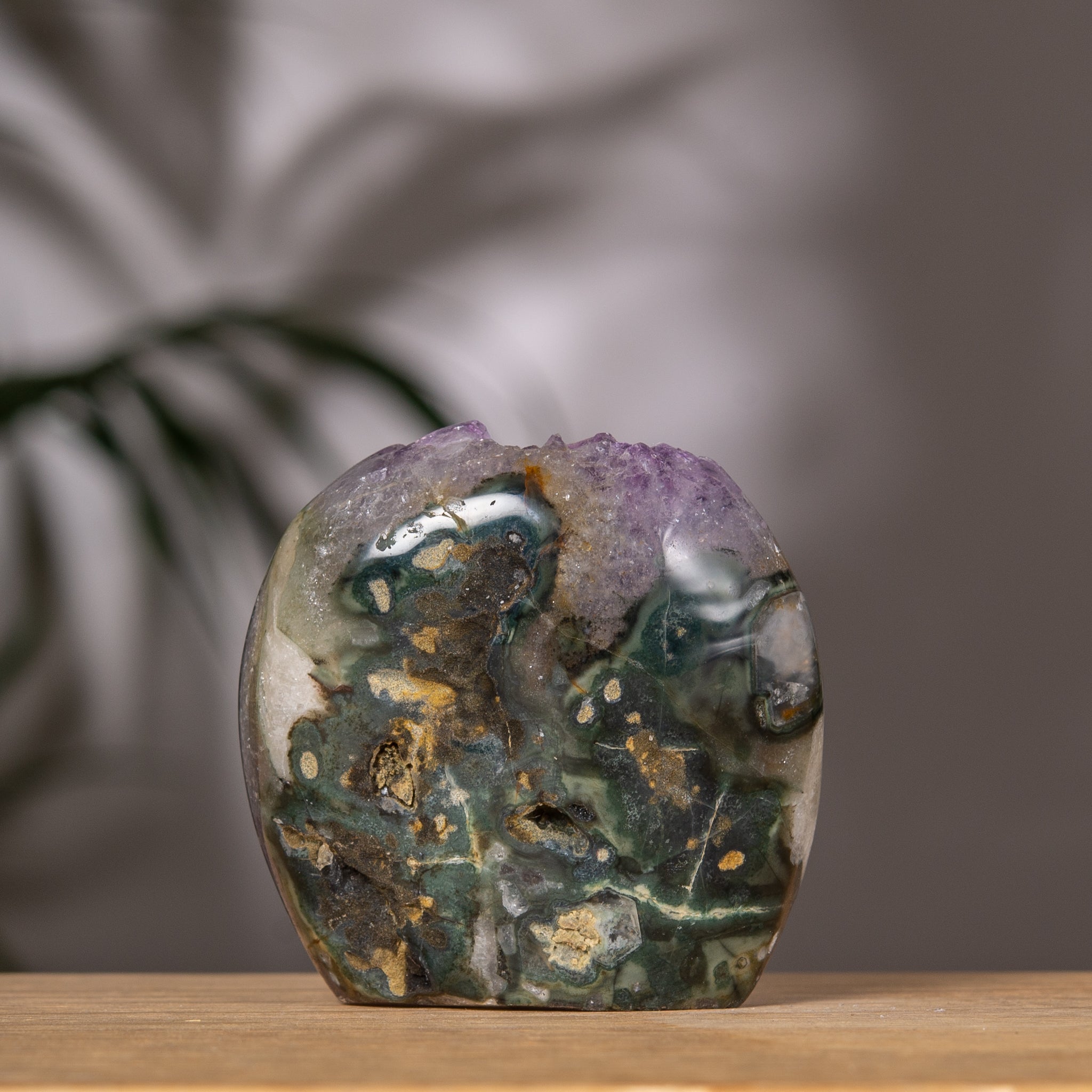 Amethyst Cluster – Purple Crystal & Natural Jasper Back – Uruguay