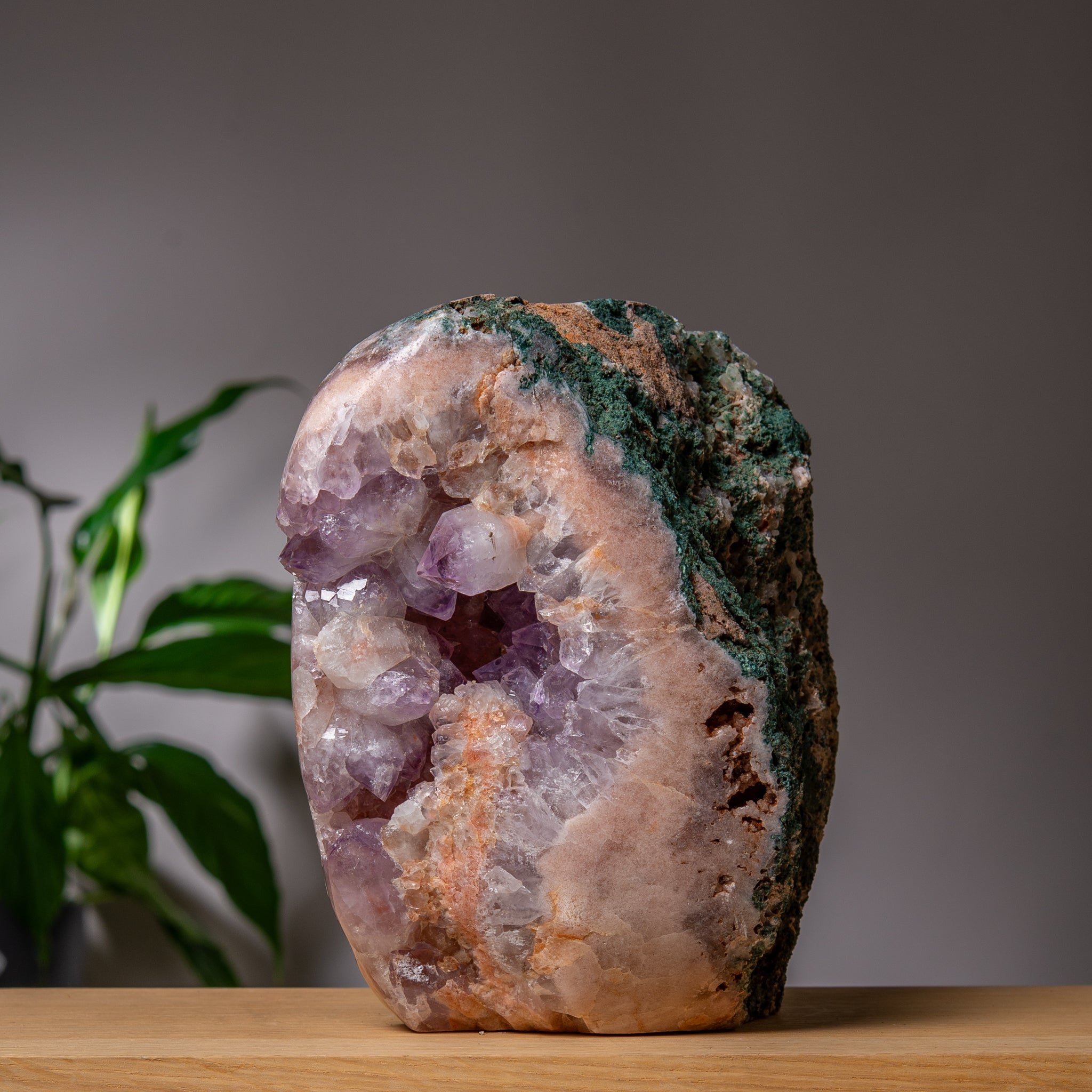 Large Pink Amethyst Freeform with Purple Druzy