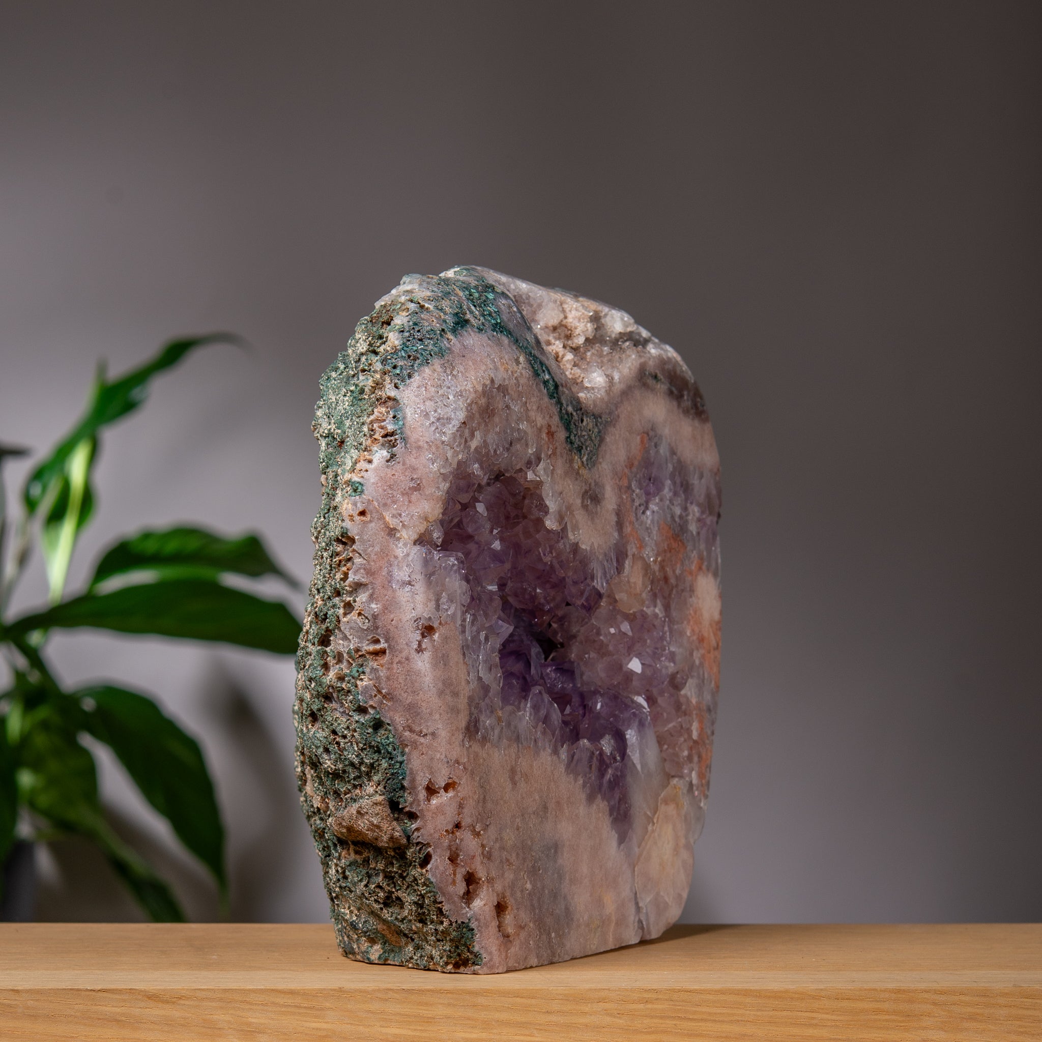 Large Pink Amethyst Freeform with Purple Druzy