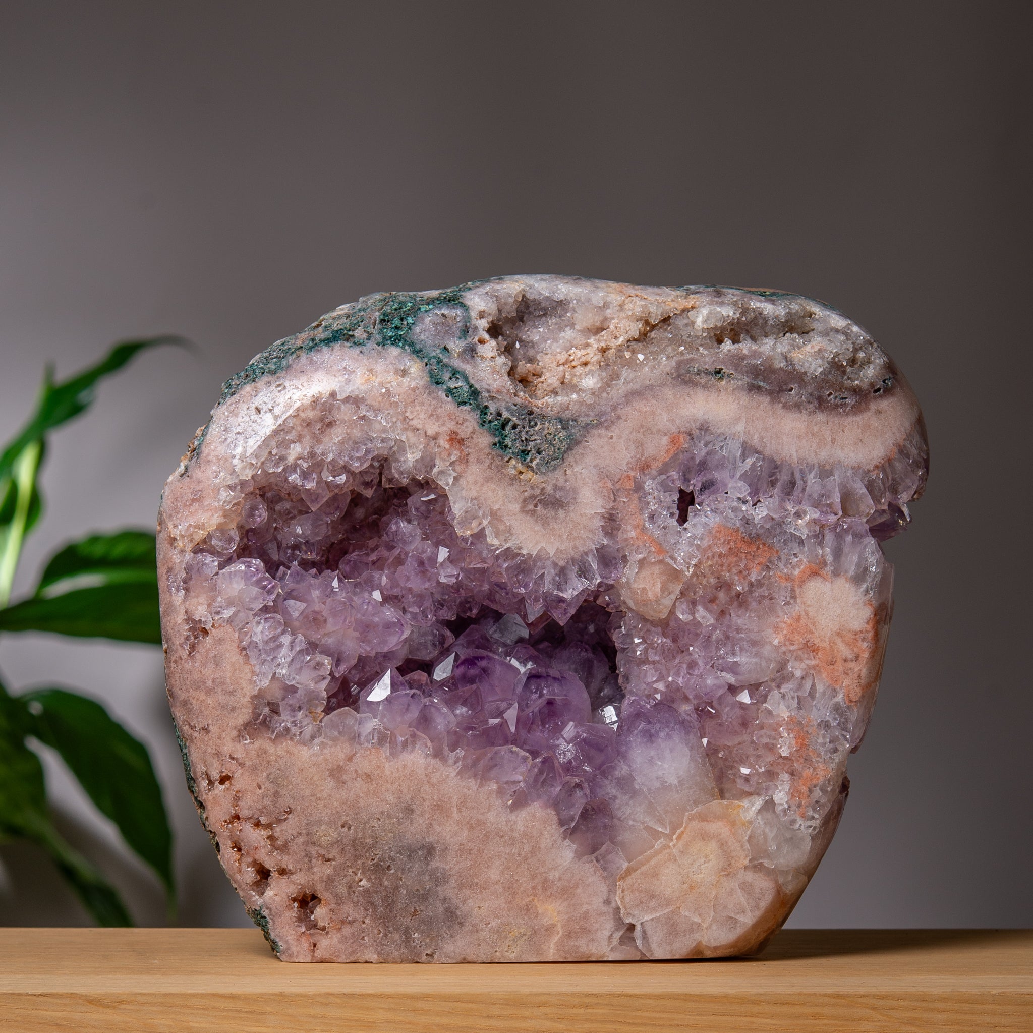 Large Pink Amethyst Freeform with Purple Druzy