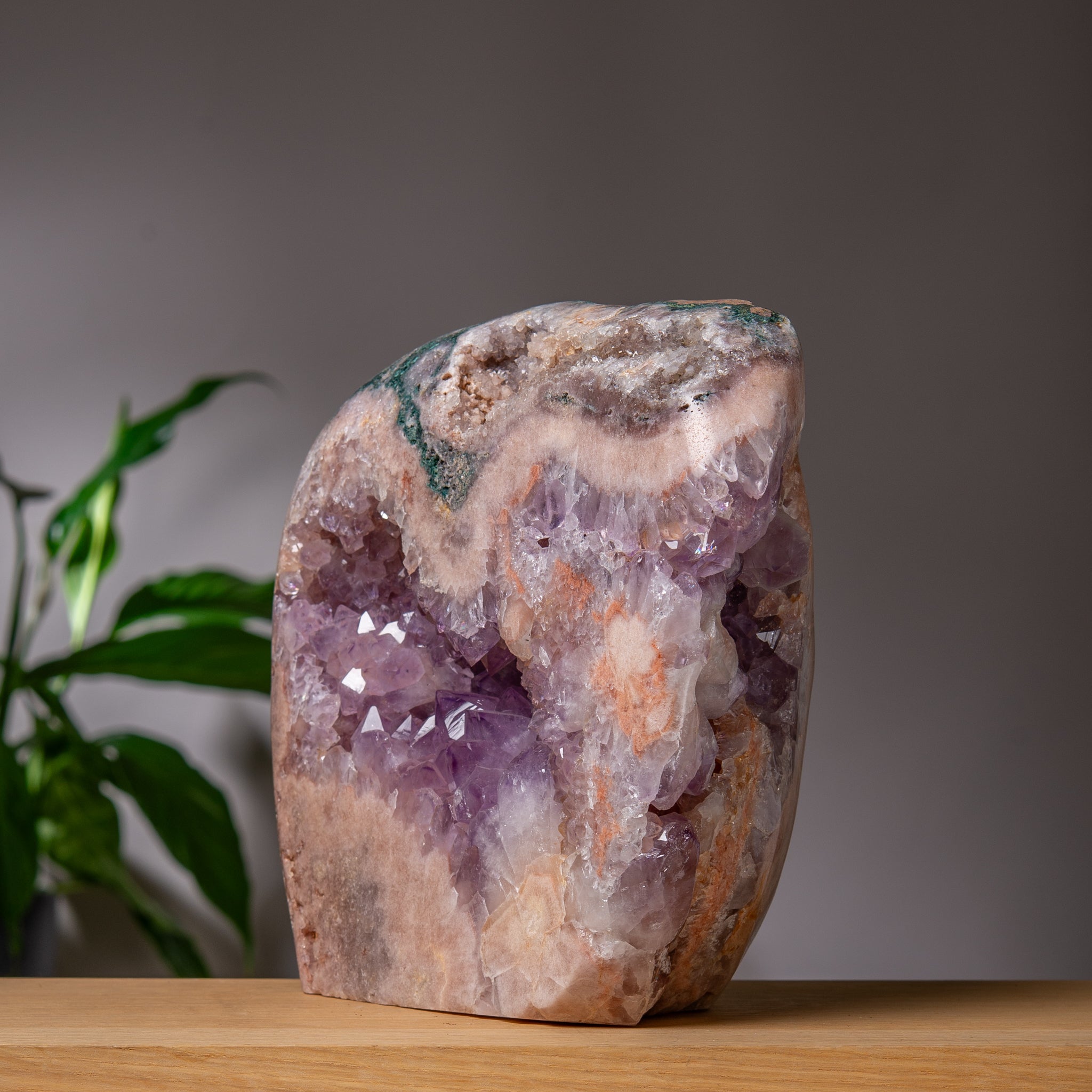 Large Pink Amethyst Freeform with Purple Druzy