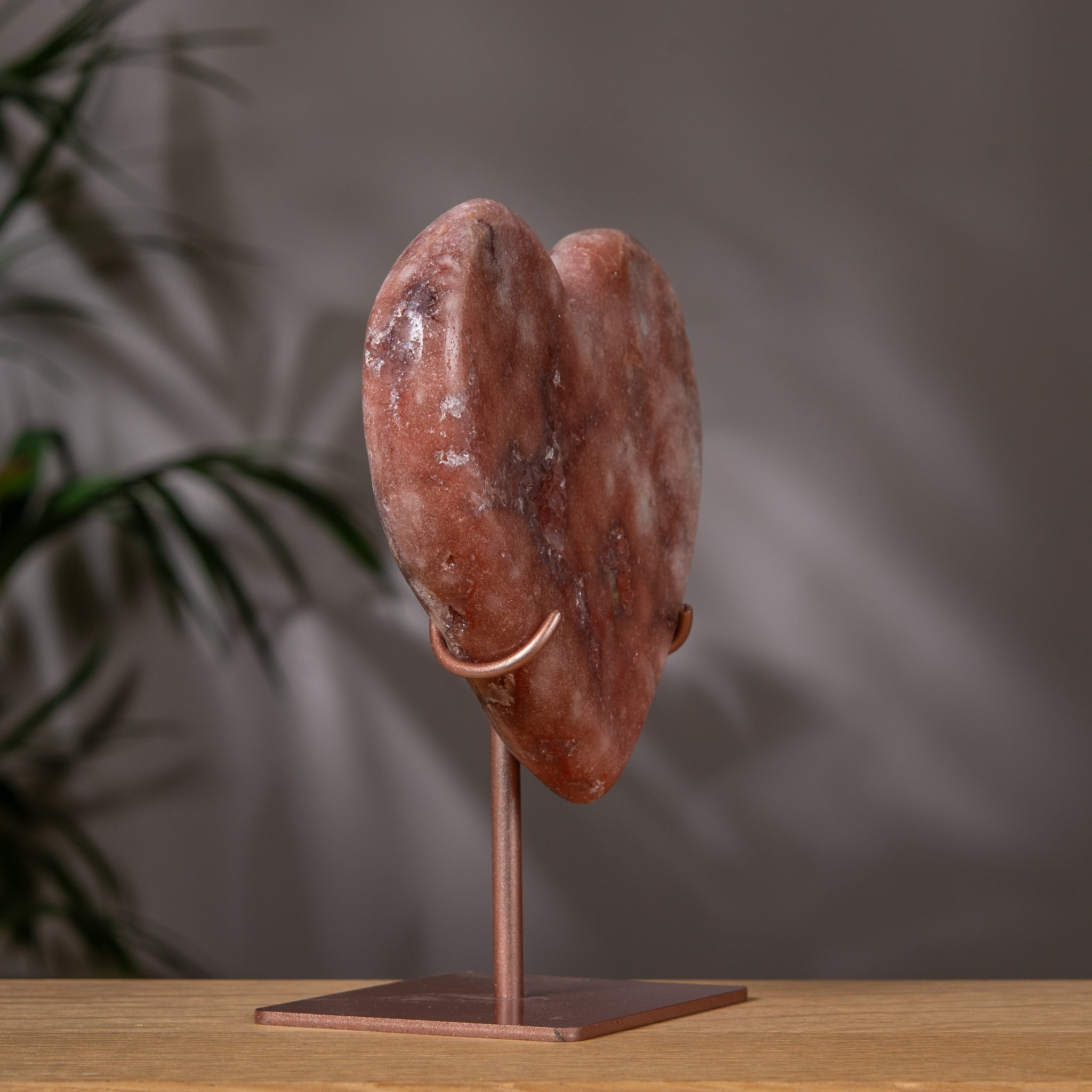 Rosy Dark Pink Amethyst Heart on Stand