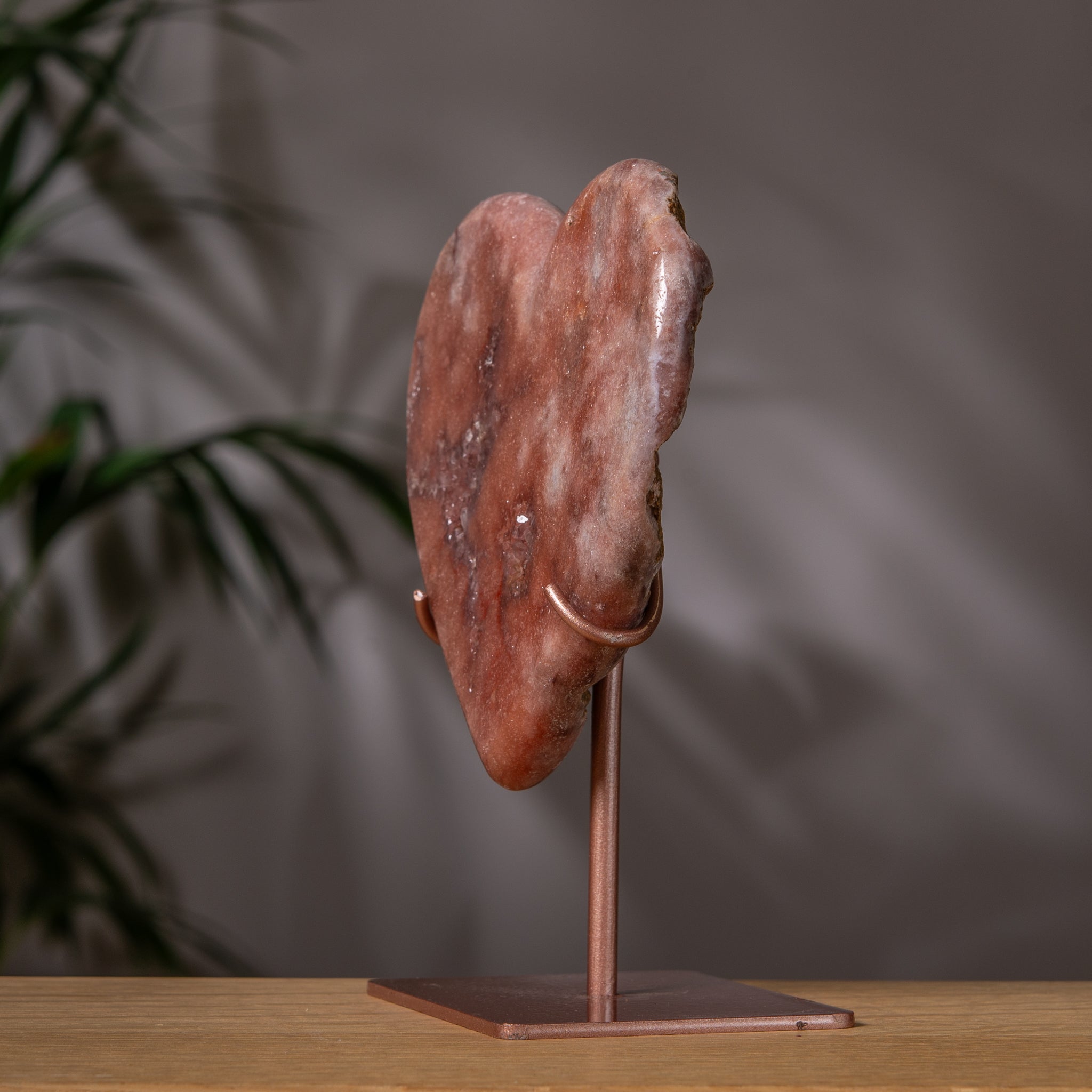 Rosy Dark Pink Amethyst Heart on Stand
