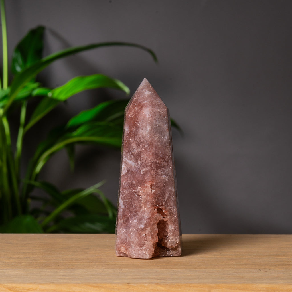 Dammigt Rosabrun Rosa Ametist Torn med Druzy