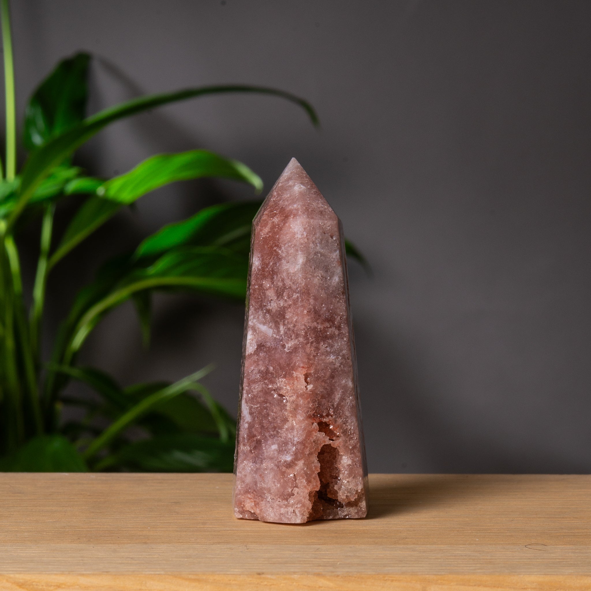Dammigt Rosabrun Rosa Ametist Torn med Druzy