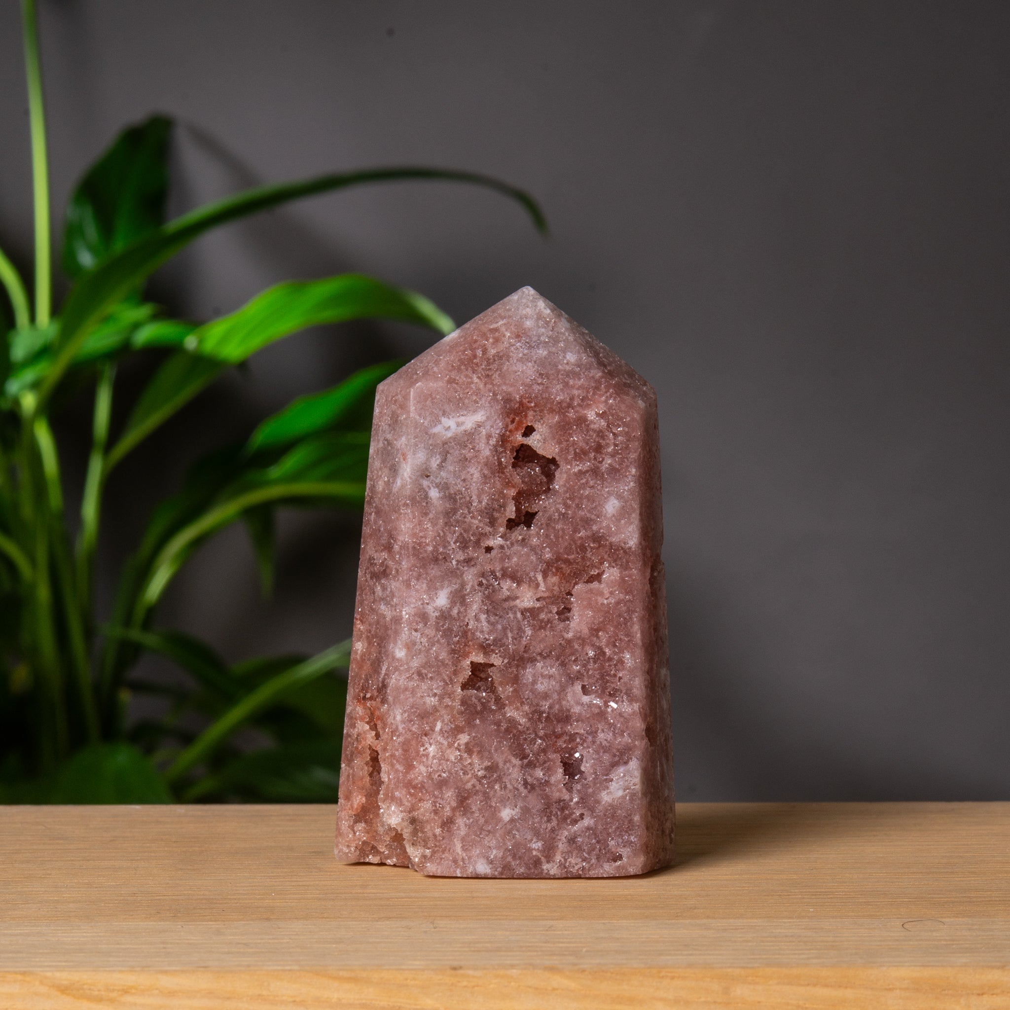 Dammigt Rosabrun Rosa Ametist Torn med Druzy