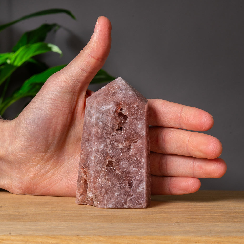 Dammigt Rosabrun Rosa Ametist Torn med Druzy