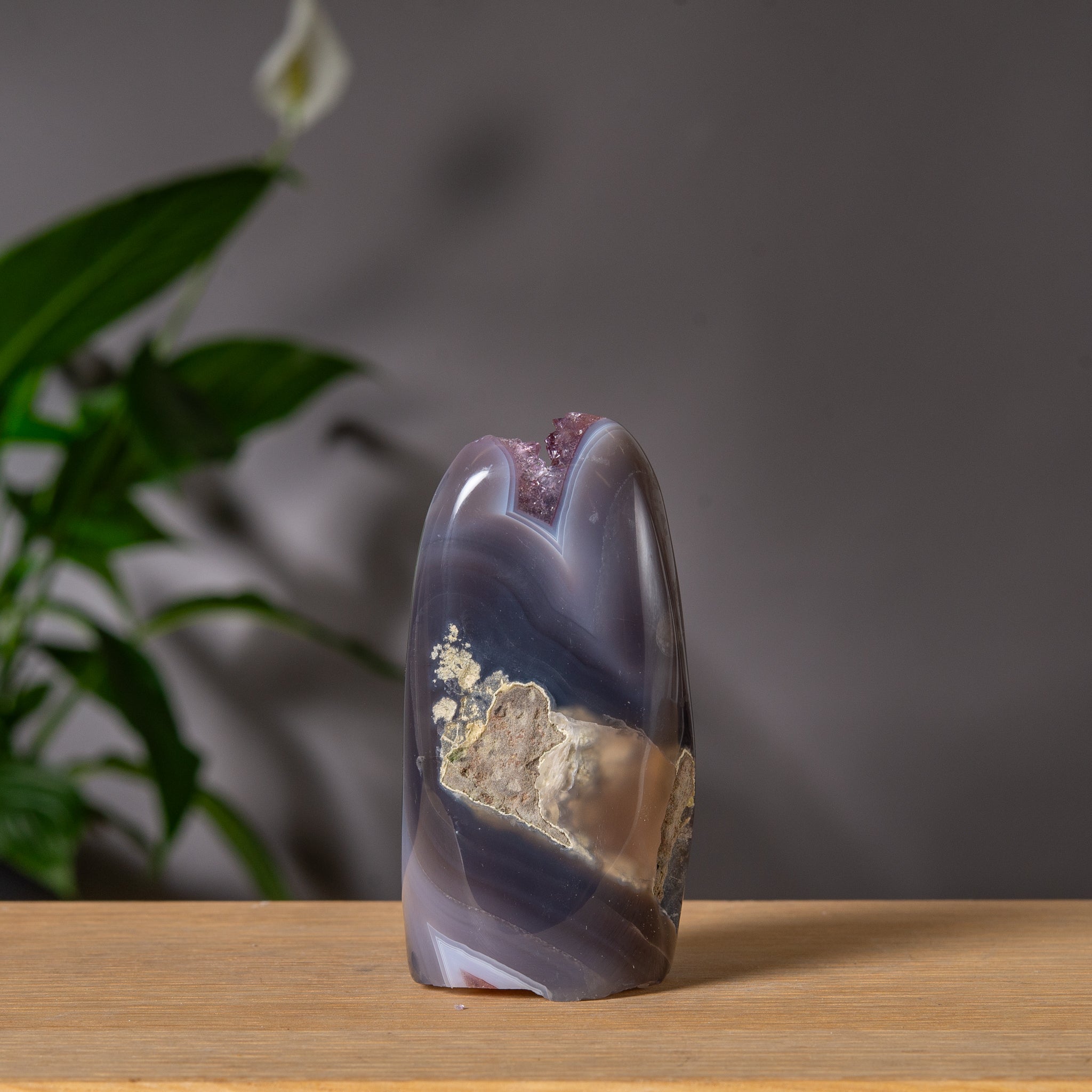 Amethyst Freeform with Grey Agate Banding
