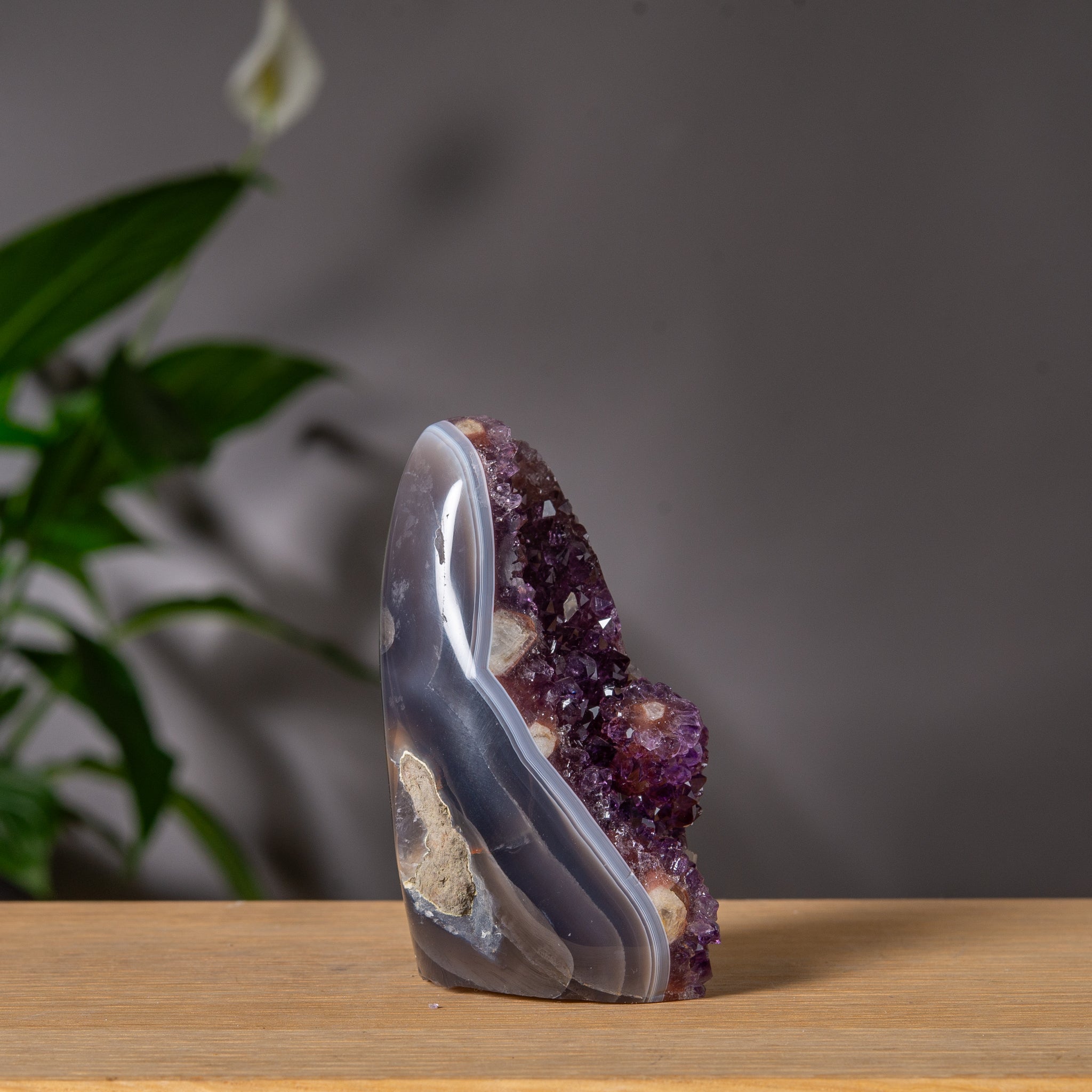 Amethyst Freeform with Grey Agate Banding