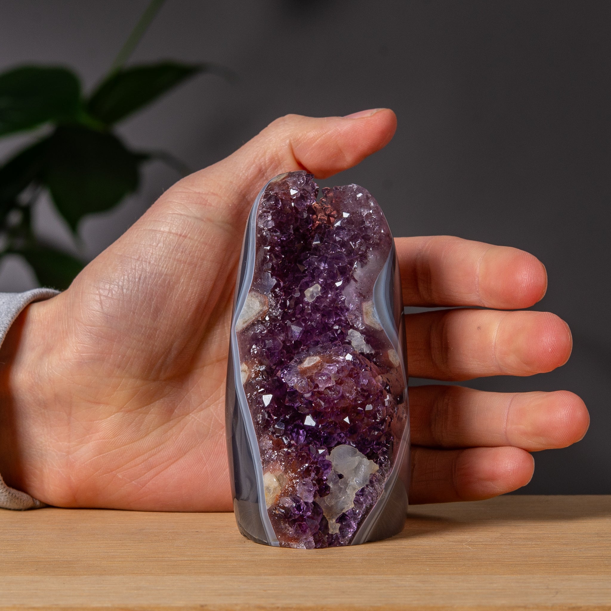 Amethyst Freeform with Grey Agate Banding