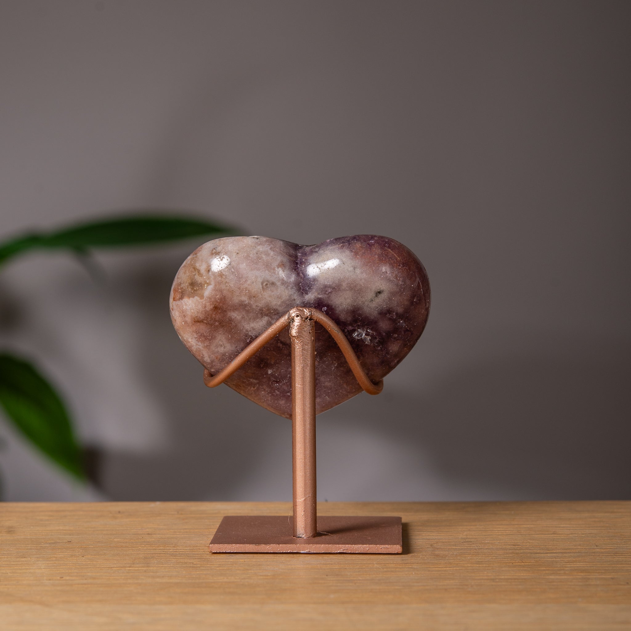Dark purple Pink Amethyst Moon on stand