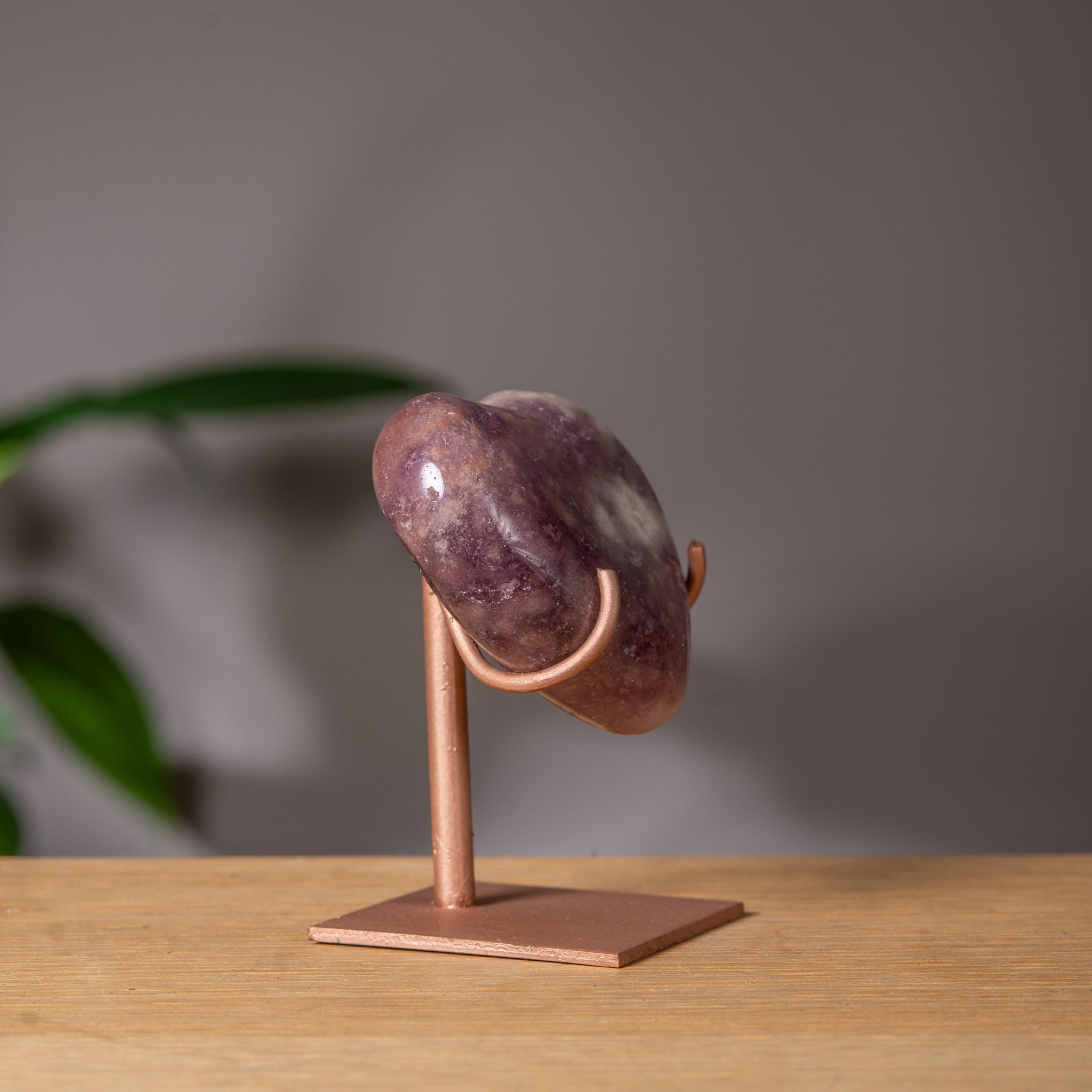 Dark purple Pink Amethyst Moon on stand