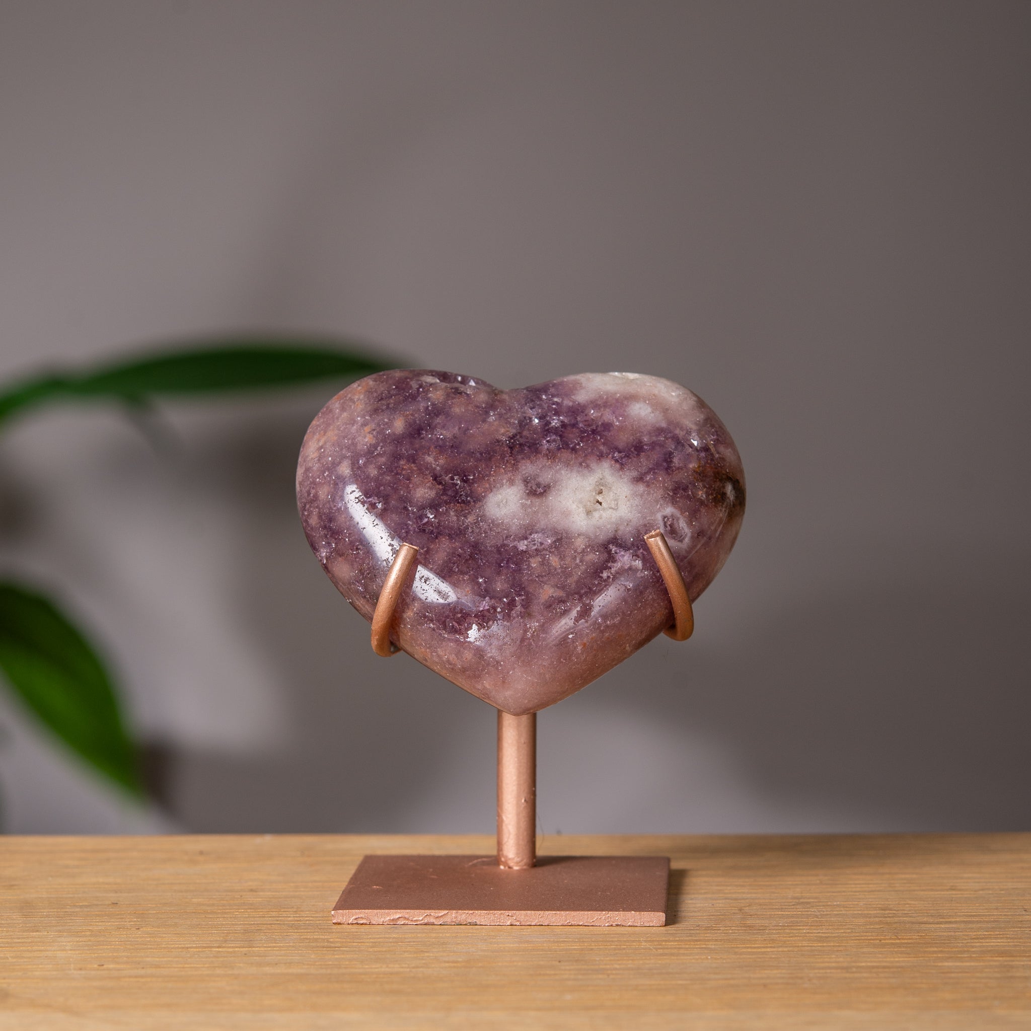 Dark purple Pink Amethyst Moon on stand