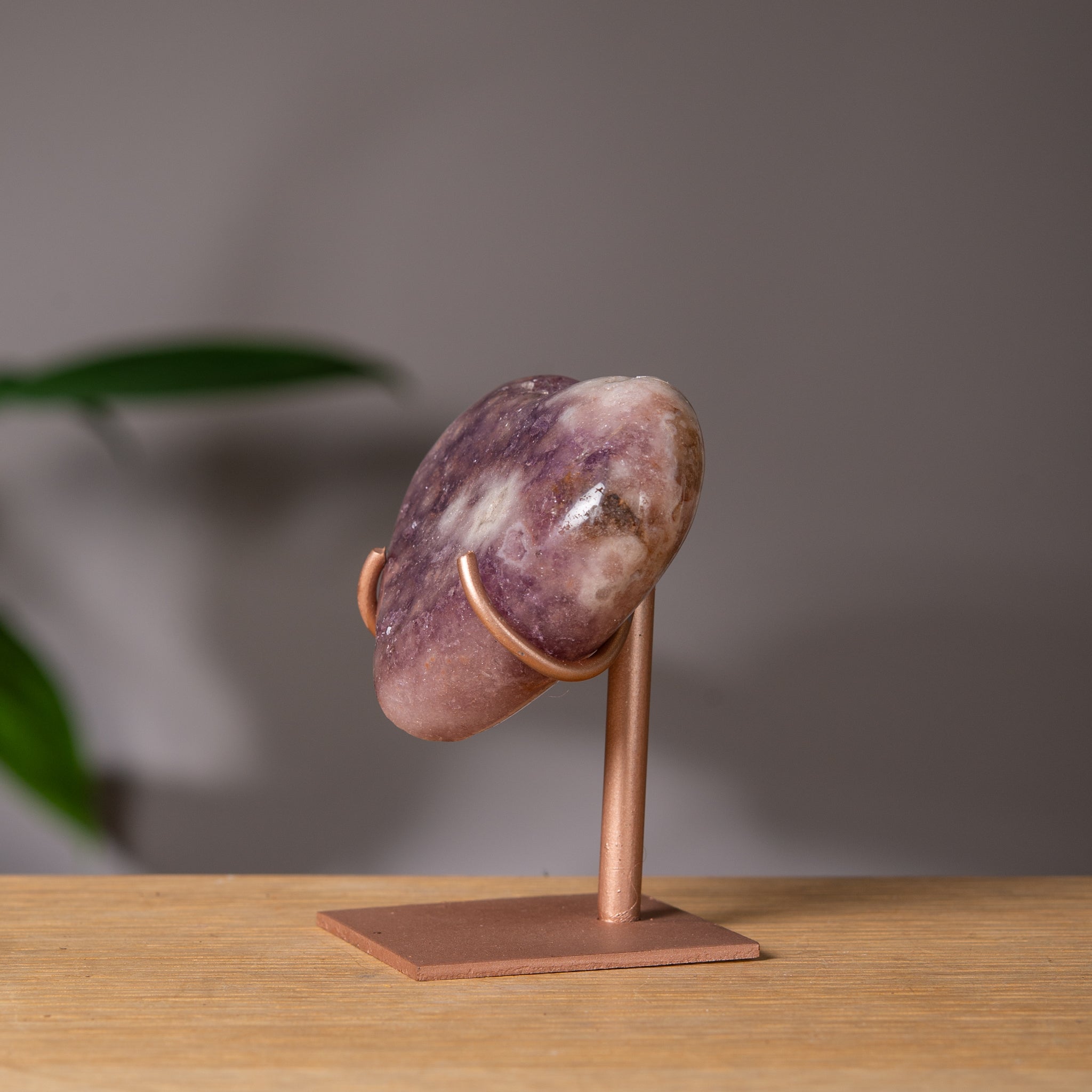 Dark purple Pink Amethyst Moon on stand