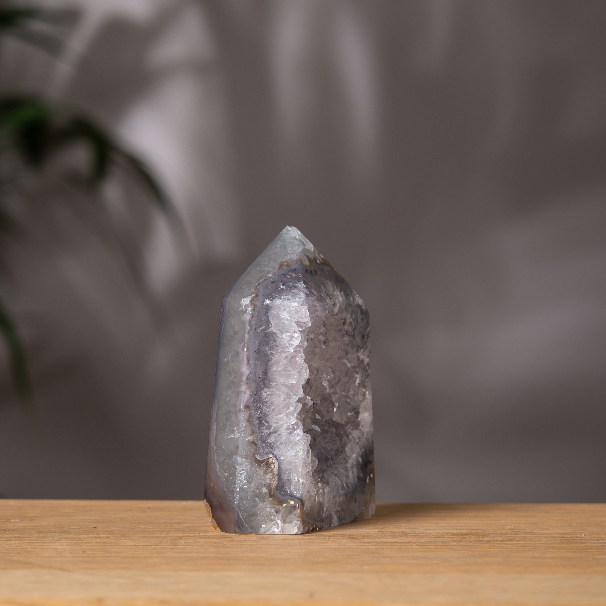 Grey Agate with quartz matrix Tower