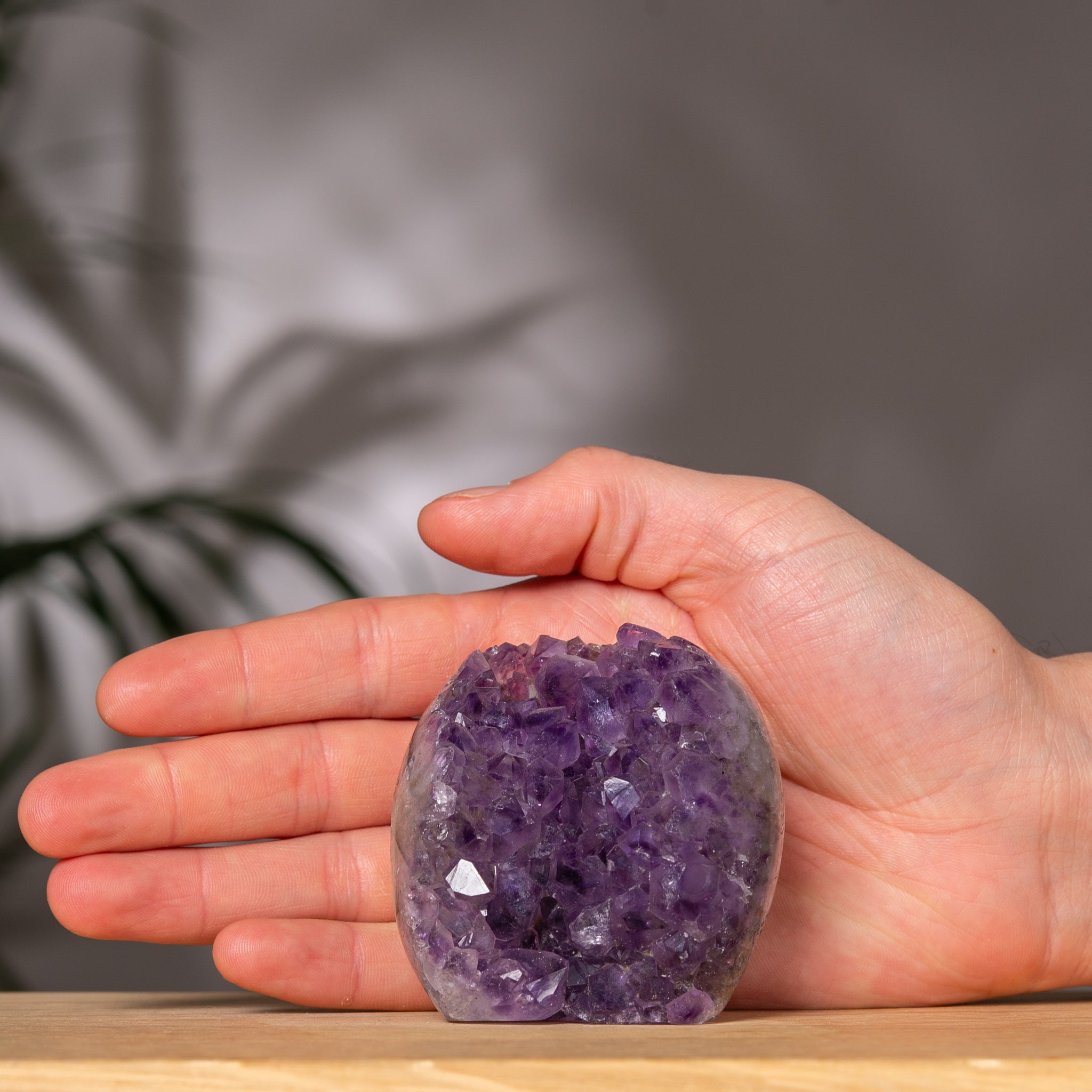 Amethyst Cluster – Purple Crystal & Natural Jasper Back – Uruguay