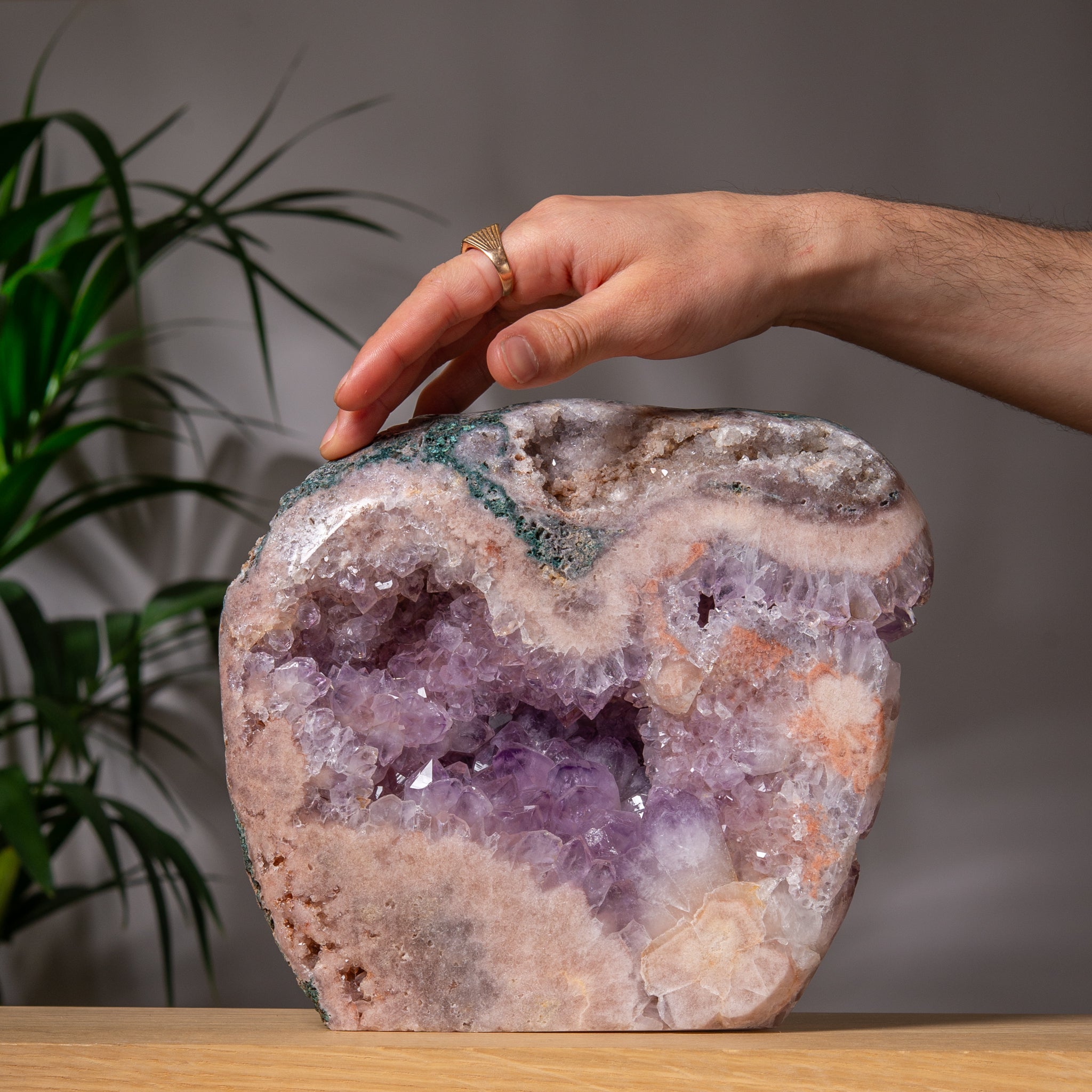 Large Pink Amethyst Freeform with Purple Druzy