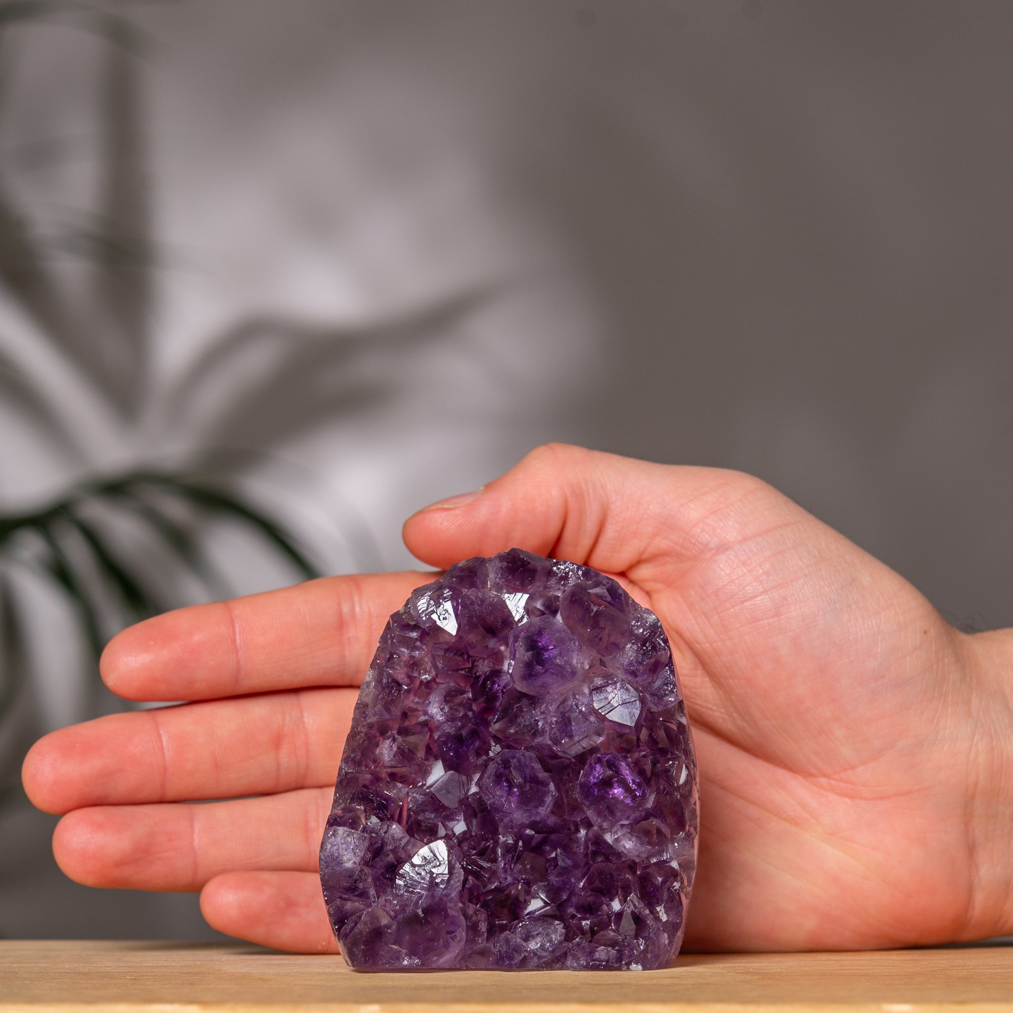 Amethyst Cluster – Deep Purple Crystal & Polished Agate Back – Uruguay