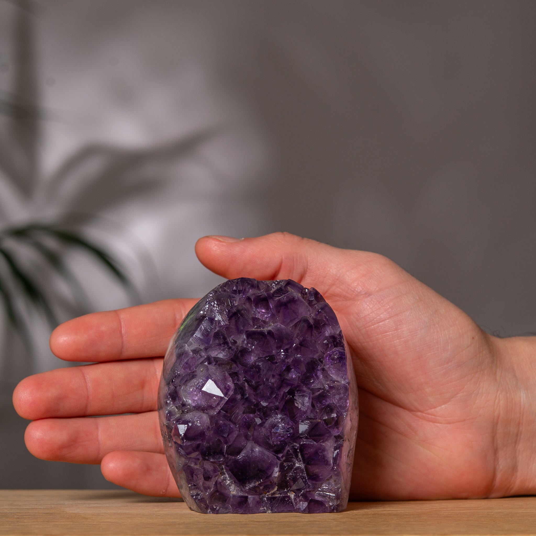 Amethyst Cluster – Rich Purple Crystal & Green Agate Back – Uruguay