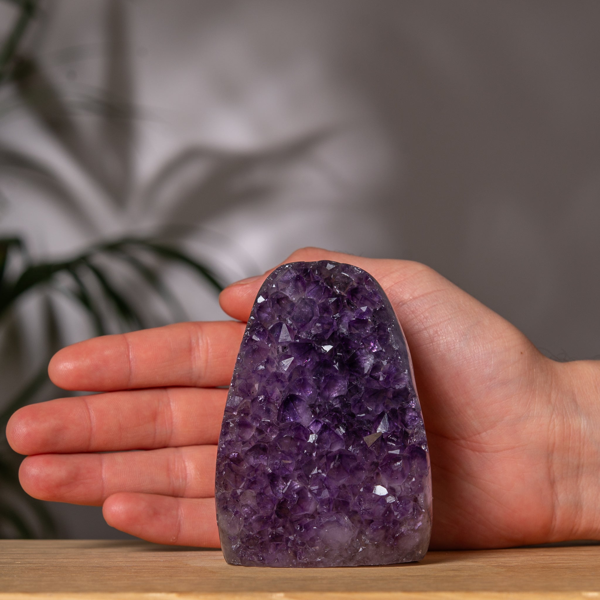 Amethyst Cluster – Deep Purple Crystal & Natural Jasper Back – Uruguay