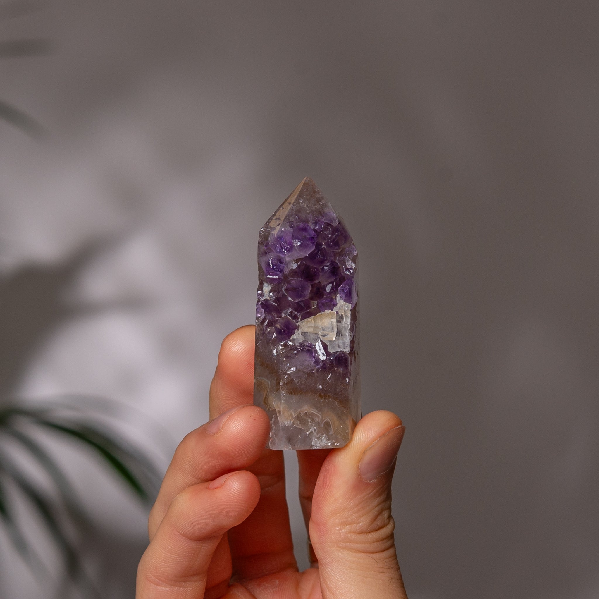 Amethyst Tower – Deep Purple with Calcite – Uruguay