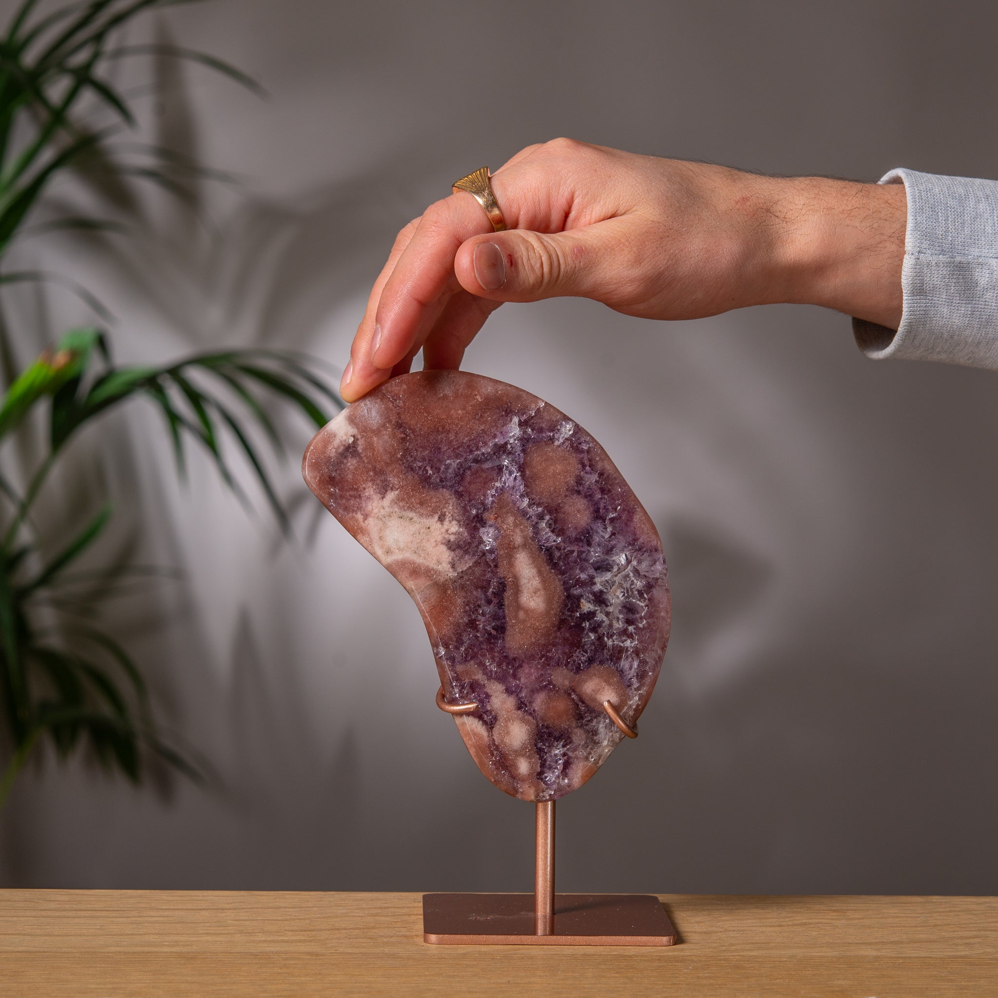 Pink Amethyst Oval Slab with Purple Amethyst Veins