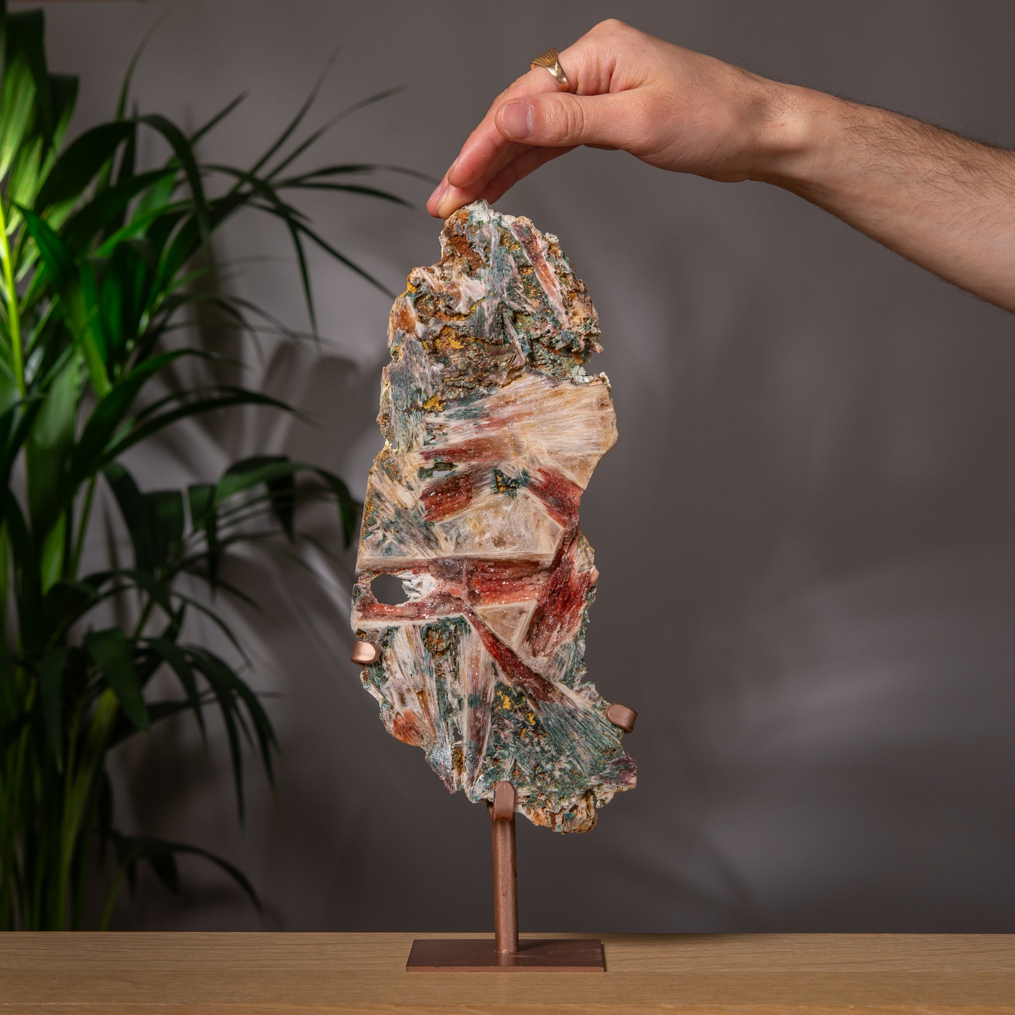 Red Pink Amethyst slab with Green Jasper