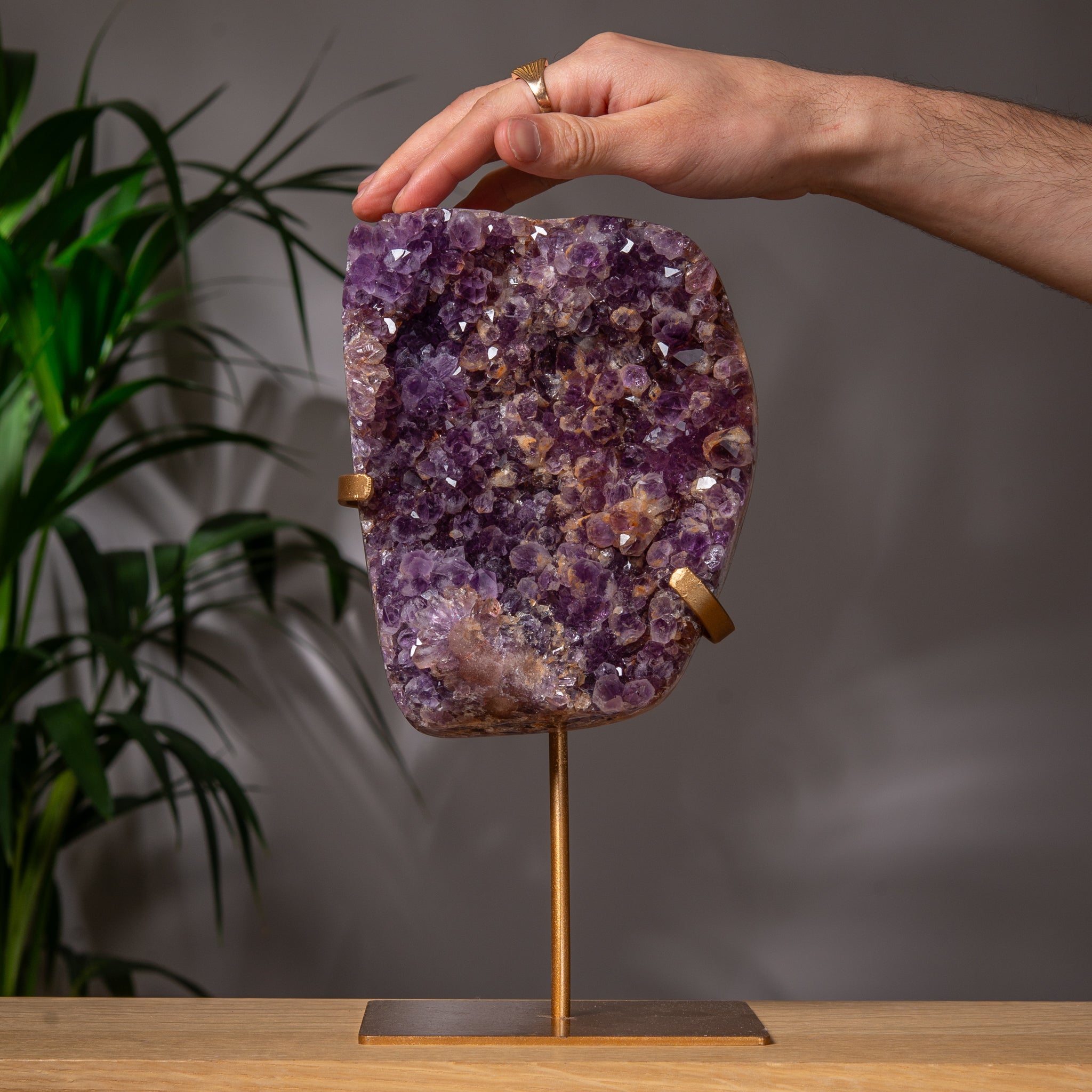 Premium full Purple Pink Amethyst Free form on stand