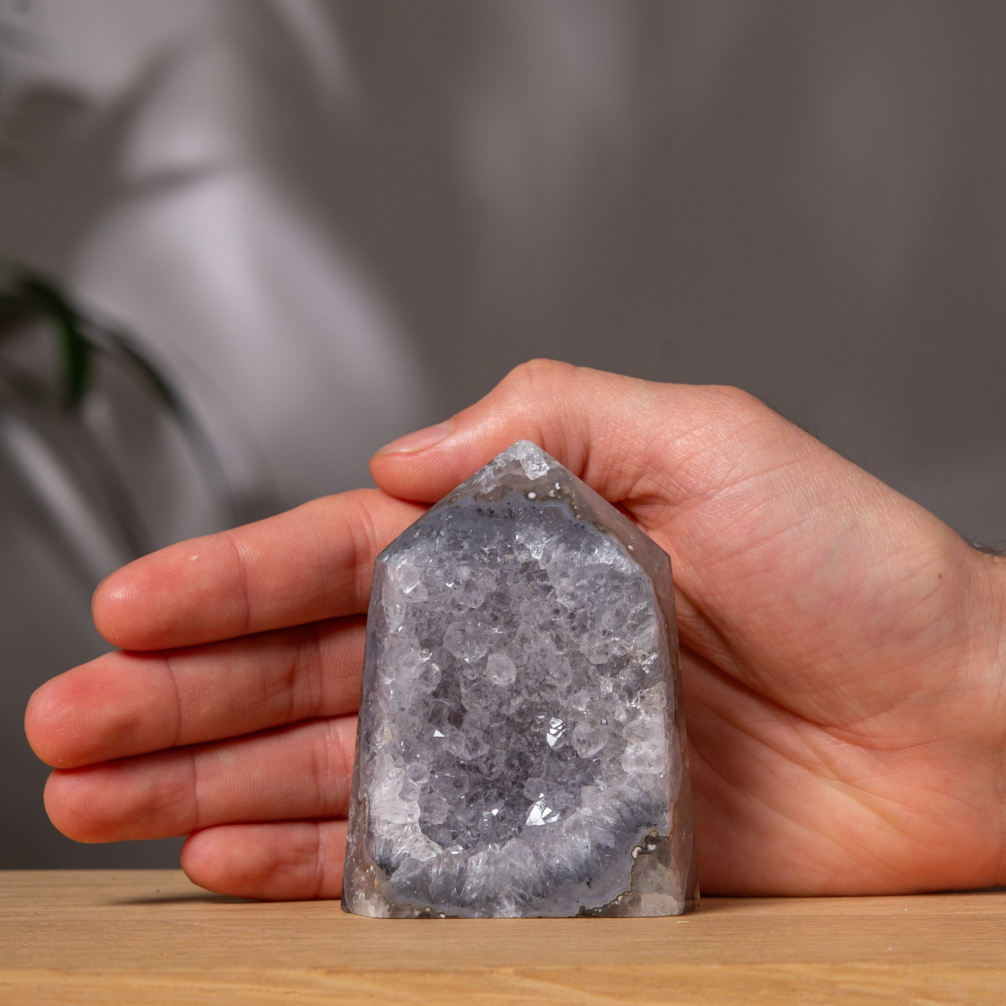 Grey Agate with quartz matrix Tower