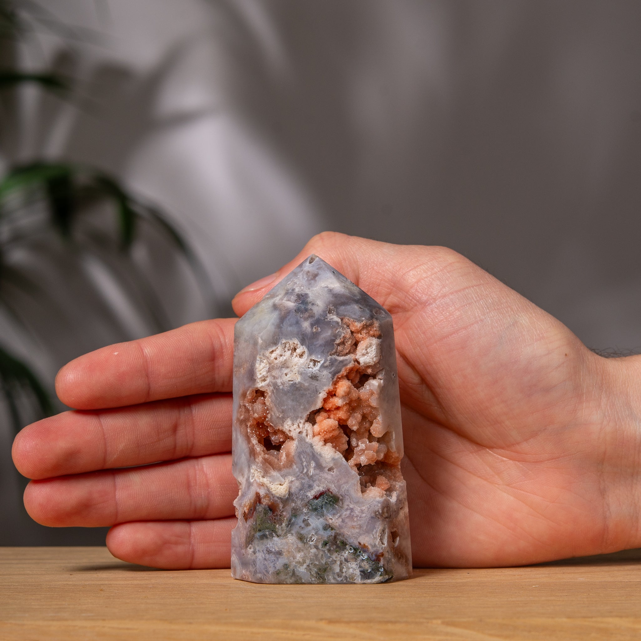 Peach and Grey Pink Amethyst Tower