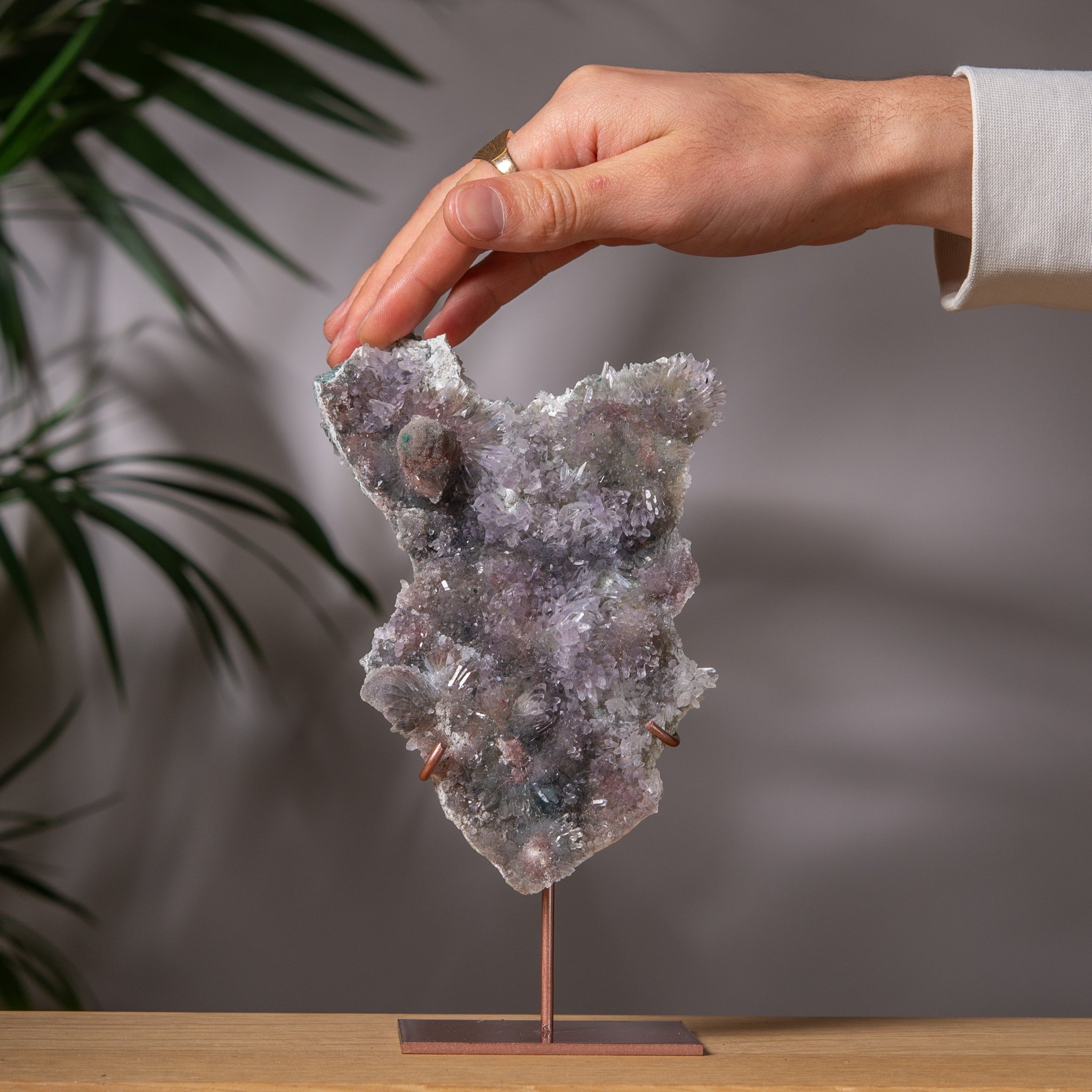 Raw Zeolite Amethyst Crystal Slab with Pale Lavender Points