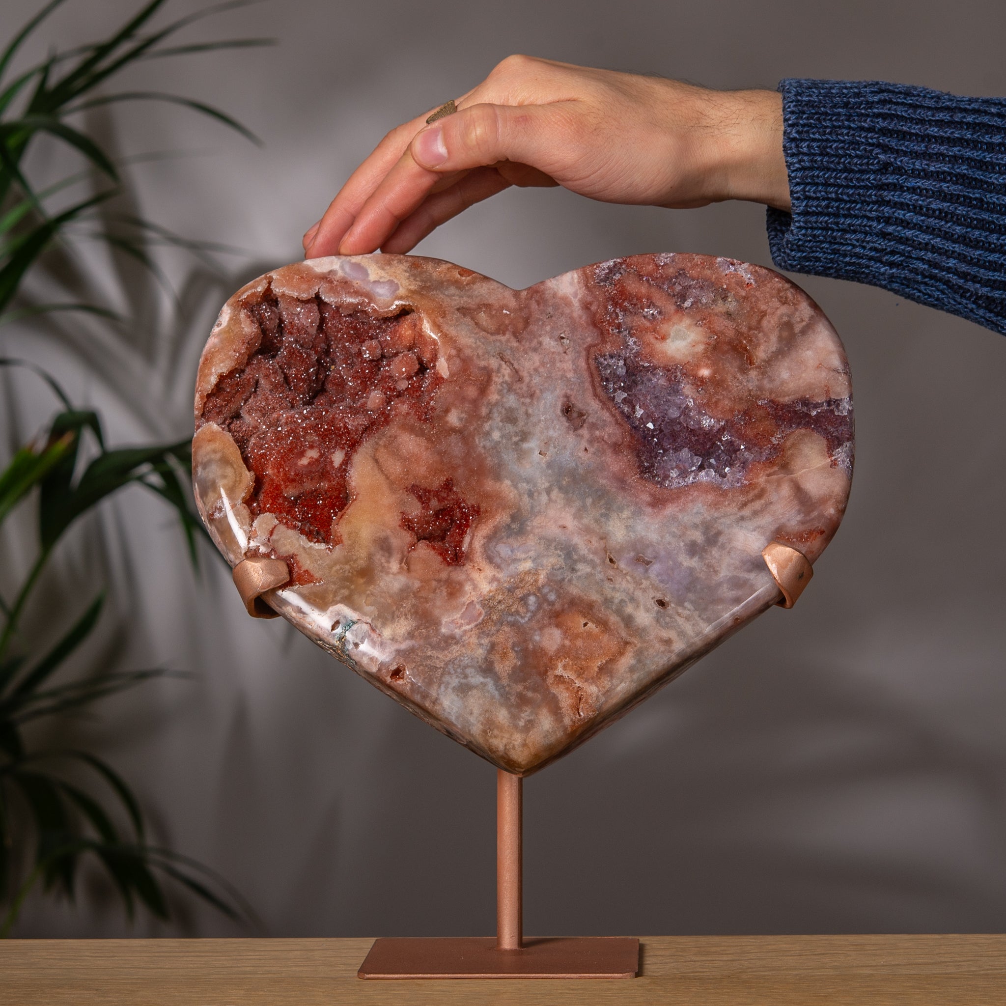 Premium Pink Amethyst Heart – Deep Red & Pink Crystal – Brazil