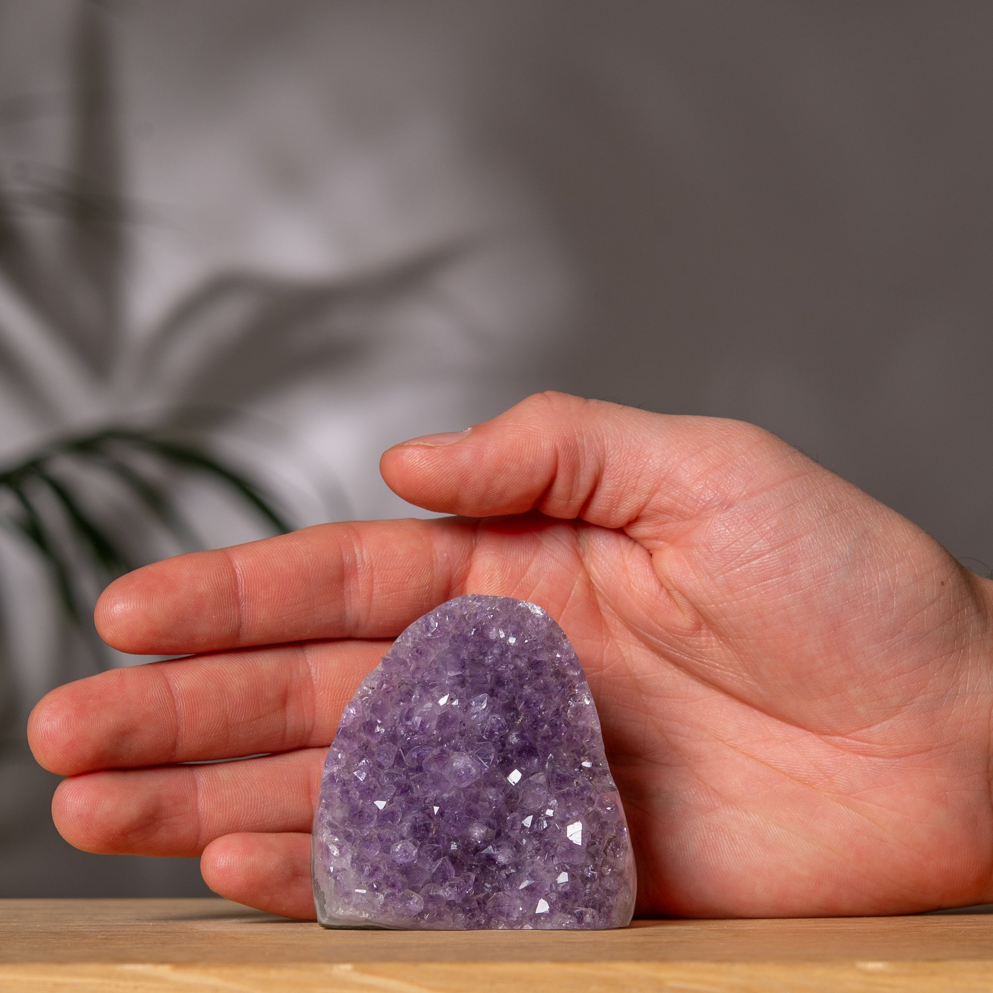 Amethyst Cluster – Soft Purple Crystal & Green Agate Back – Uruguay