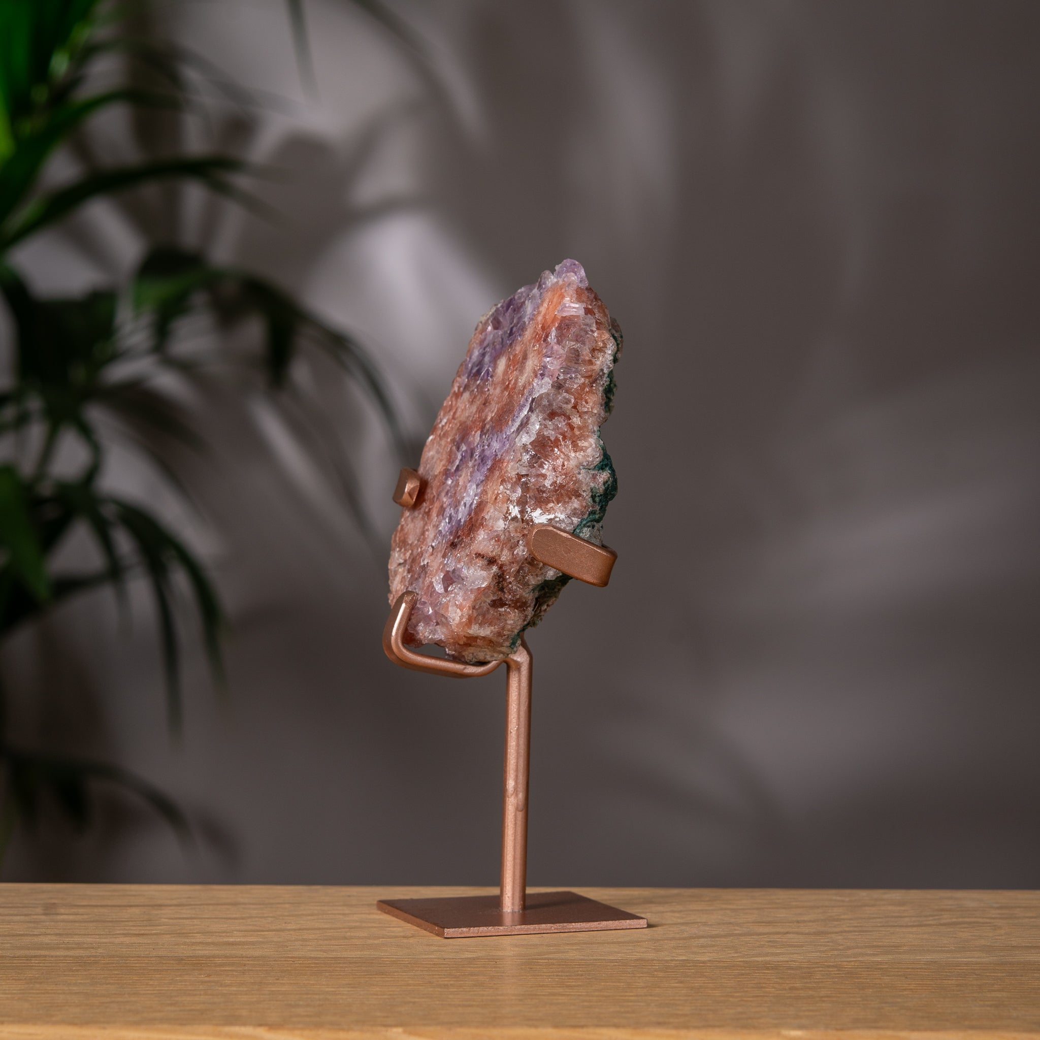 Pink Amethyst Slab on Rose Gold Stand