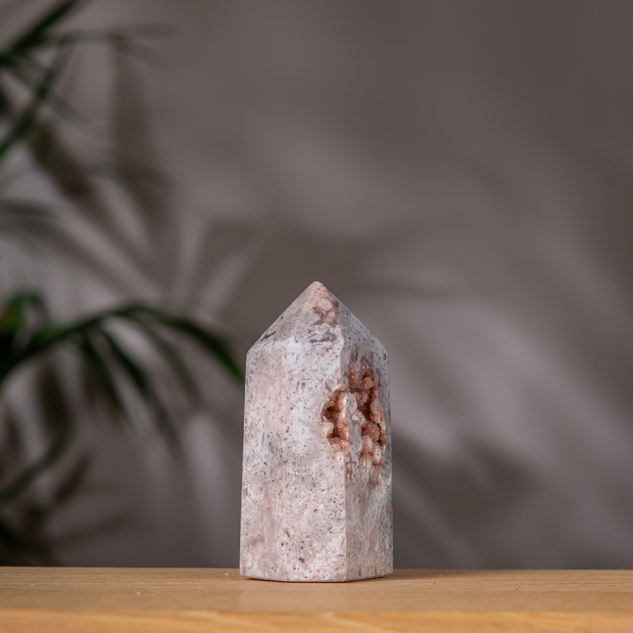 Pale Grey Agate Druzy Tower