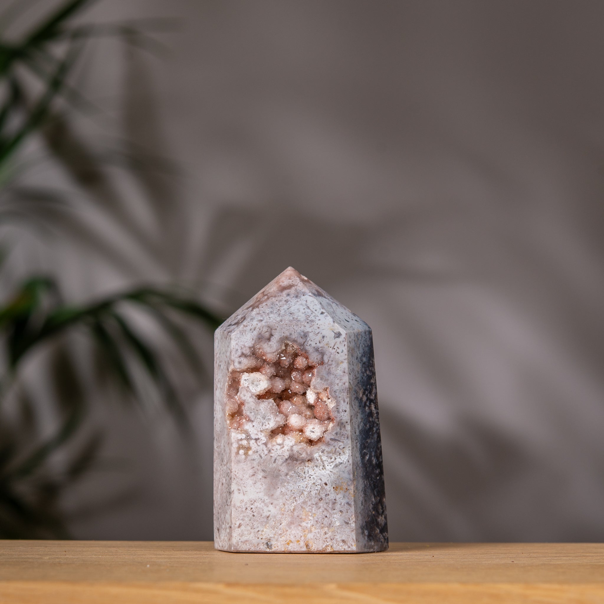 Pale Grey Agate Druzy Tower