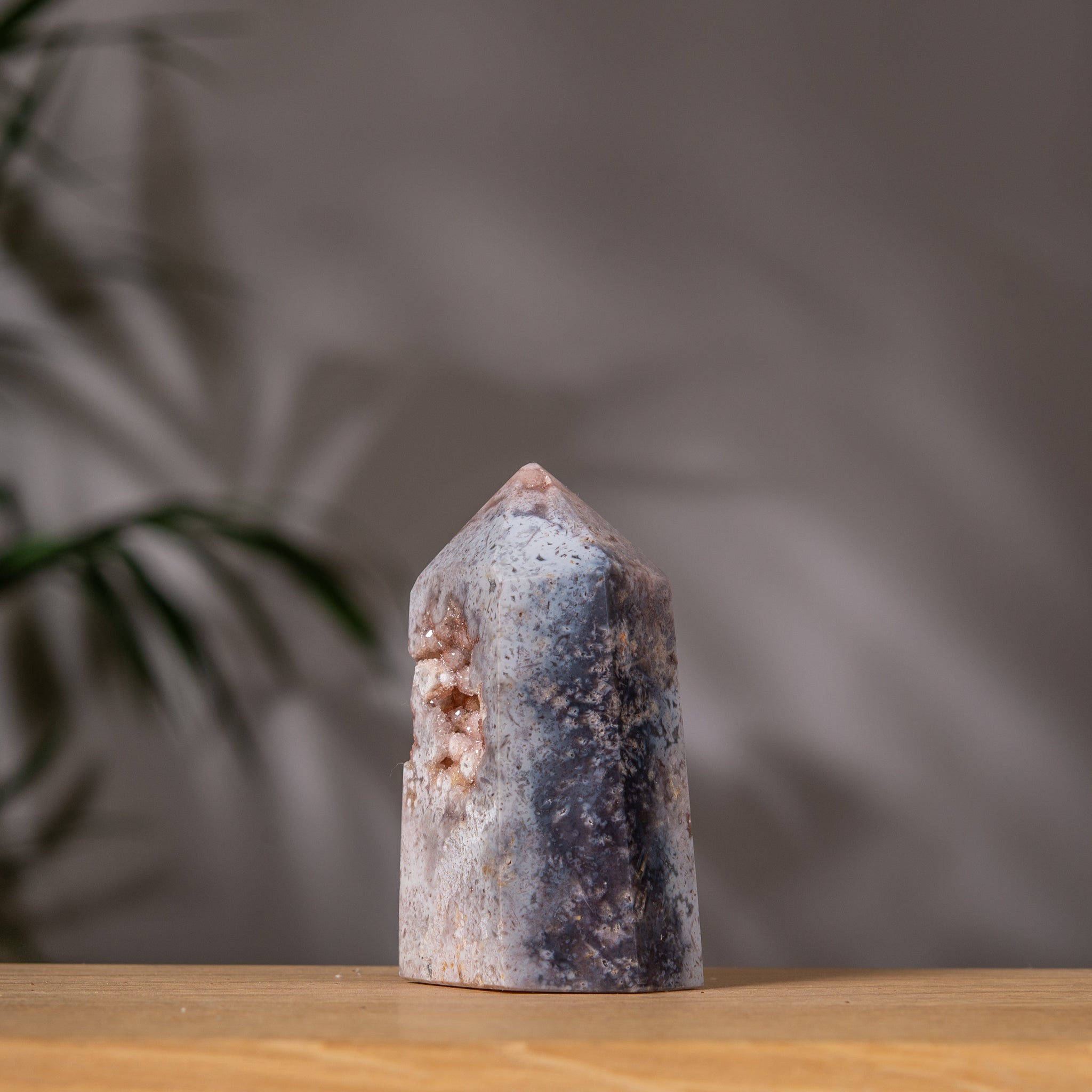 Pale Grey Agate Druzy Tower