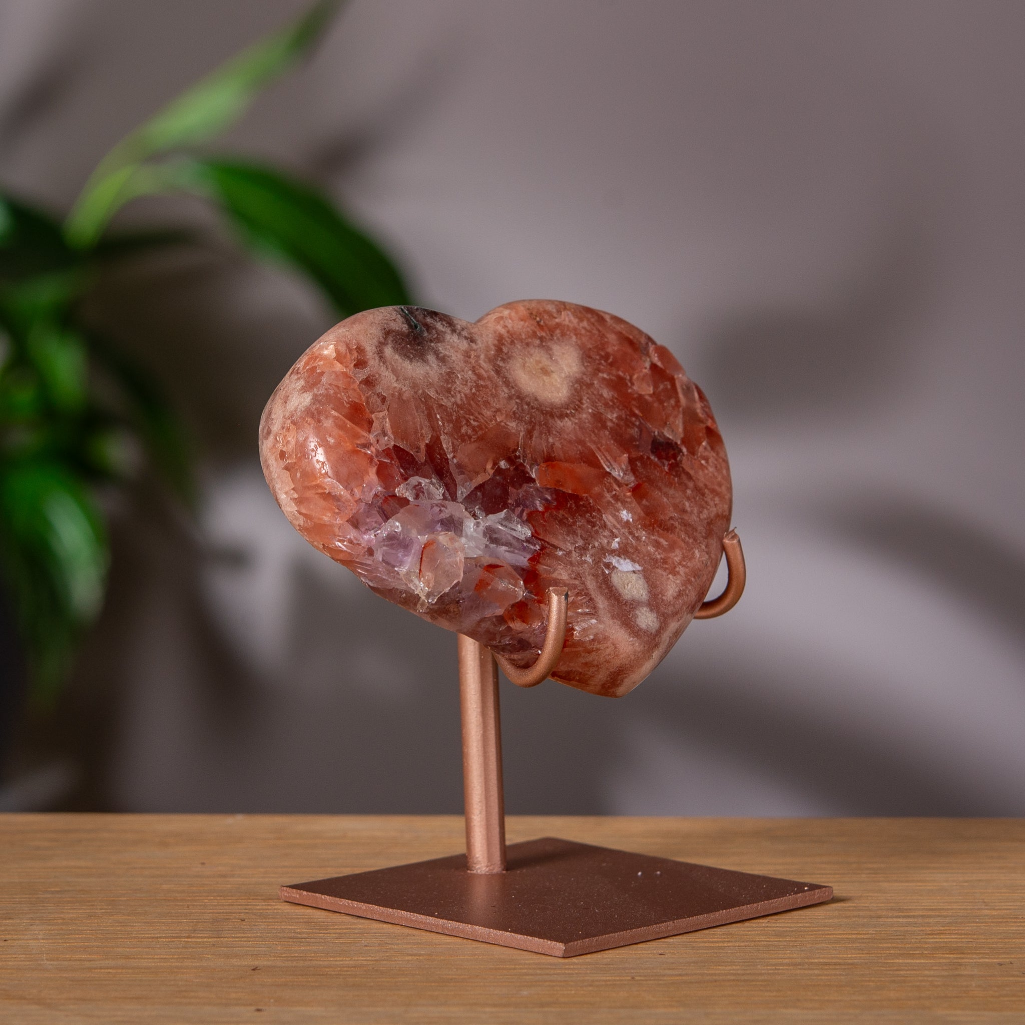 Rose Pink Amethyst Heart on Stand